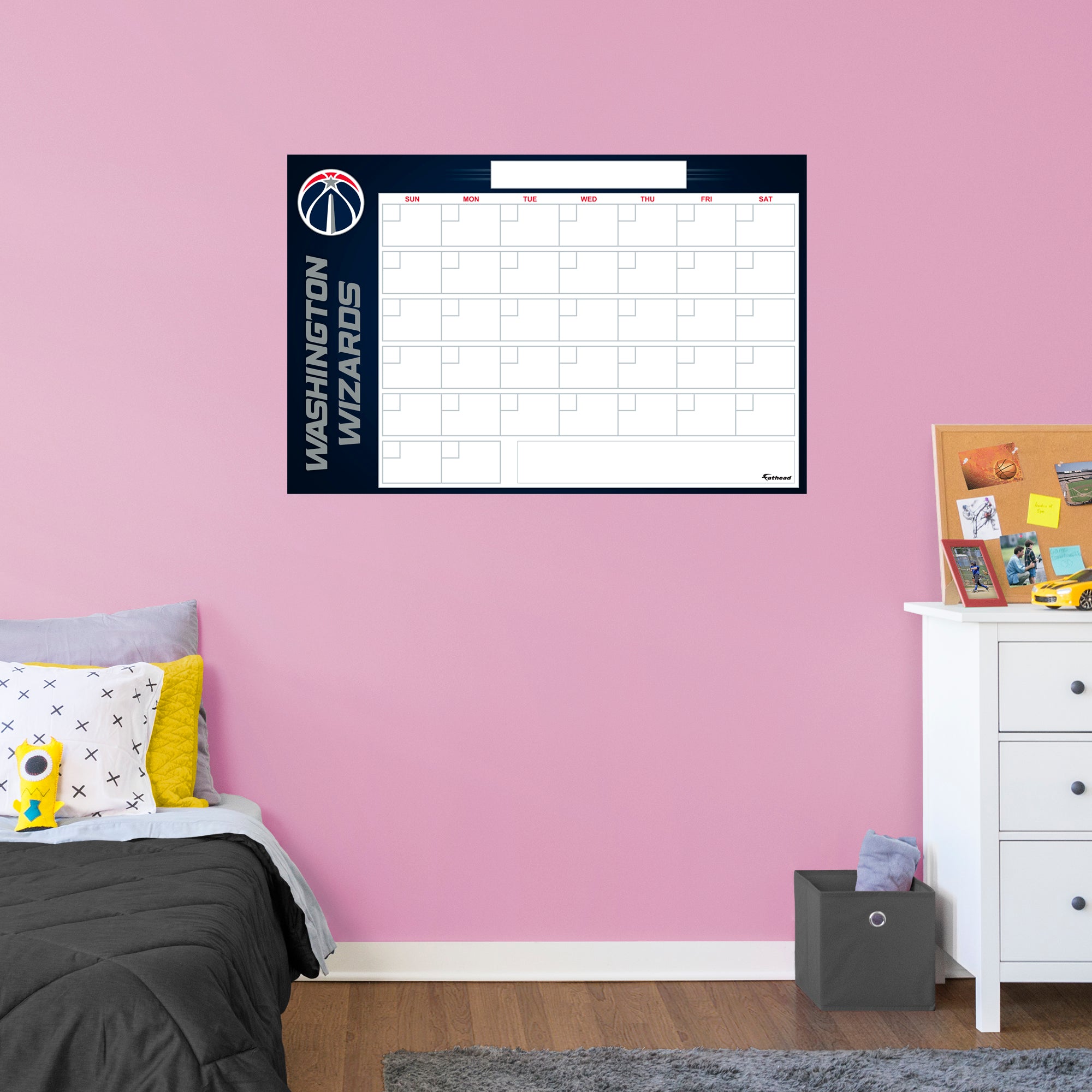 Washington Wizards Dry Erase Calendar - Officially Licensed NBA Removable Wall Decal Giant Decal (34"W x 52"H) by Fathead | Viny