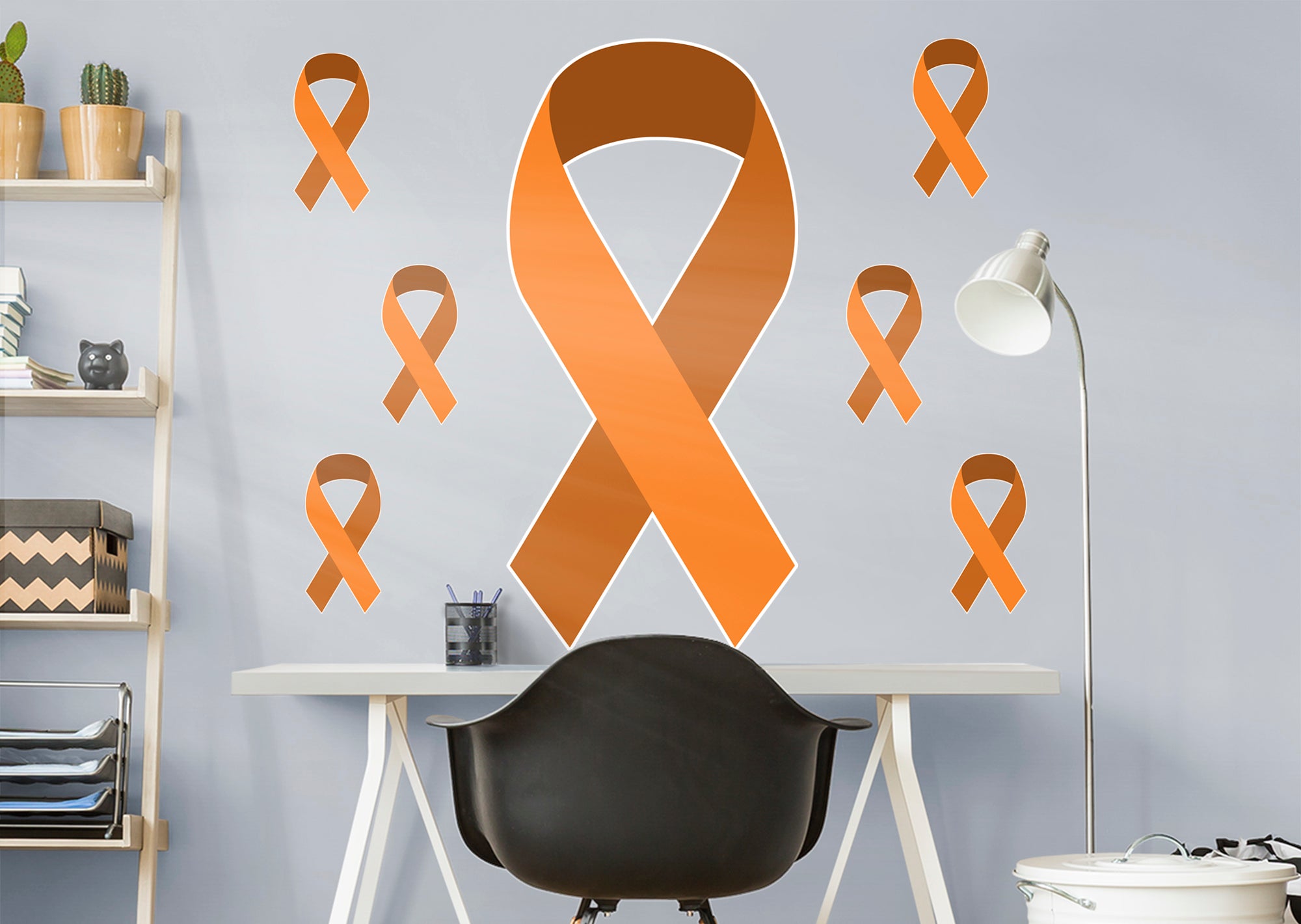 Colors of Cancer Ribbons: American Cancer Society Removable Wall Decal Giant Leukemia Cancer Ribbon + 6 Decals (24"W x 51"H) by