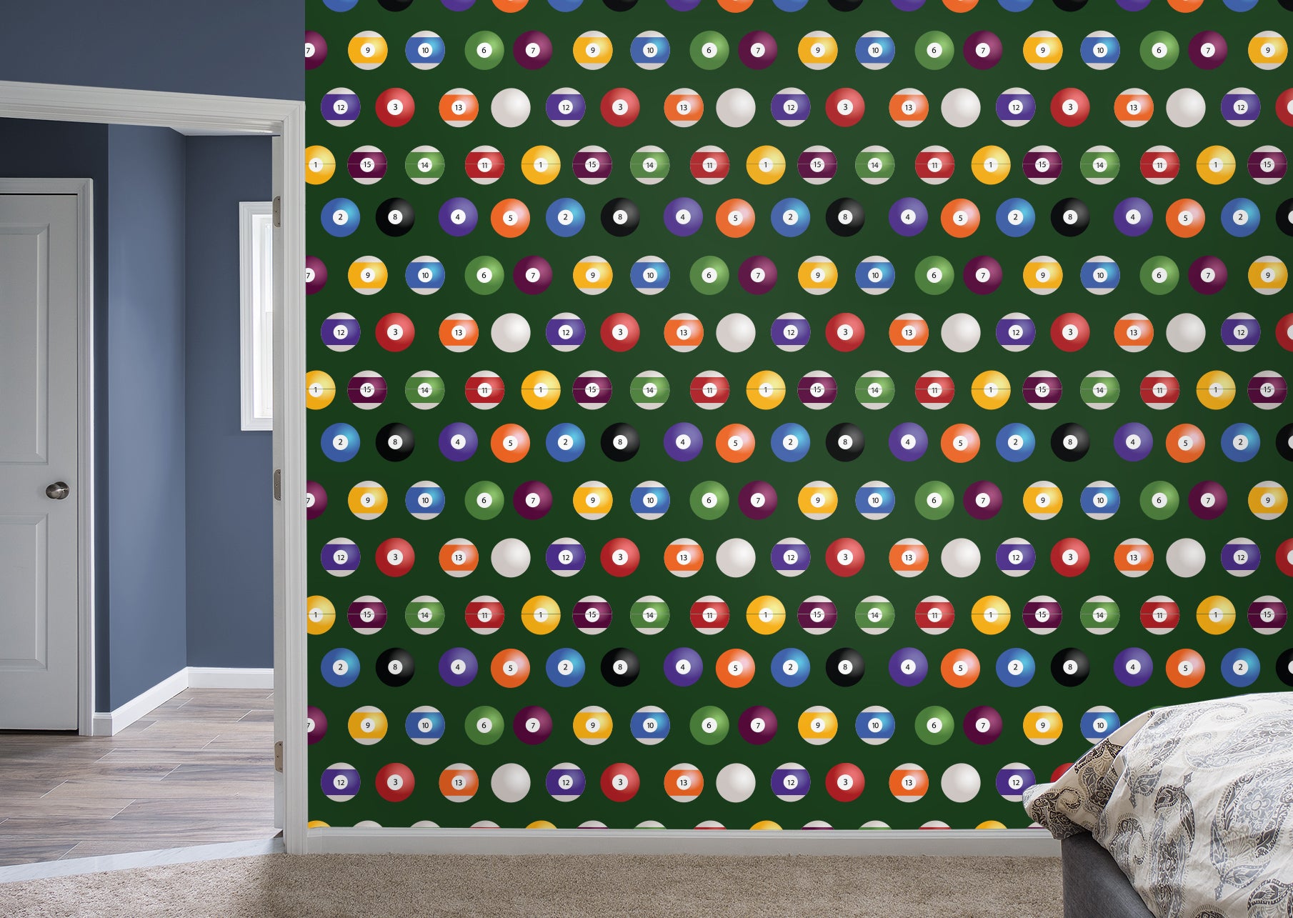 A Pools Paradise for Sports & Activities - Green for Sports & Activities - Peel & Stick Wallpaper 24" x 16.5 (33 sf) by Fathea