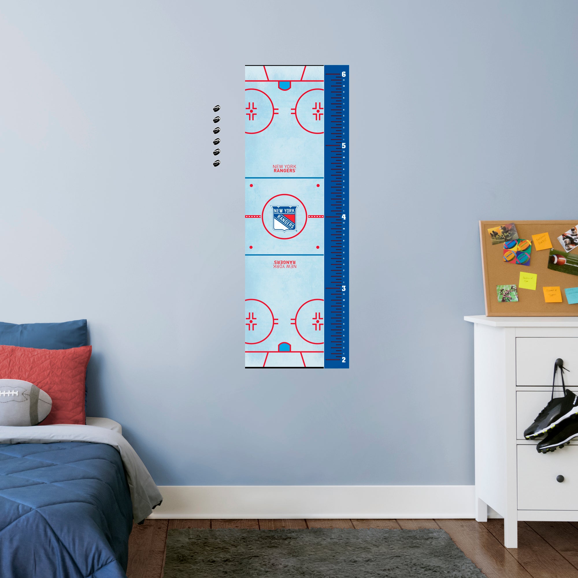 New York Rangers: Rink Growth Chart - Officially Licensed NHL Removable Wall Graphic Large by Fathead | Vinyl