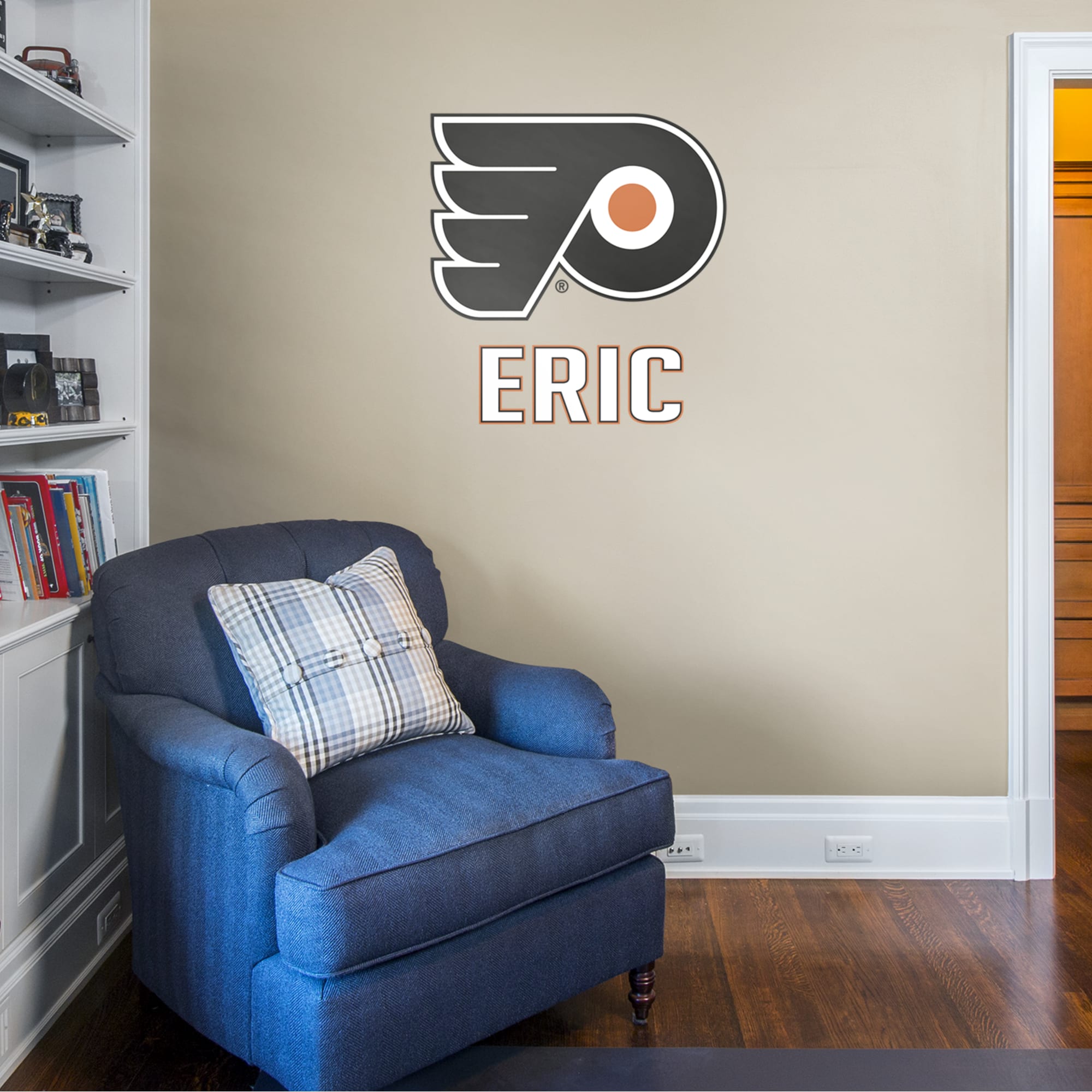 Philadelphia Flyers: Stacked Personalized Name - Officially Licensed NHL Transfer Decal in White (39.5"W x 52"H) by Fathead | Vi