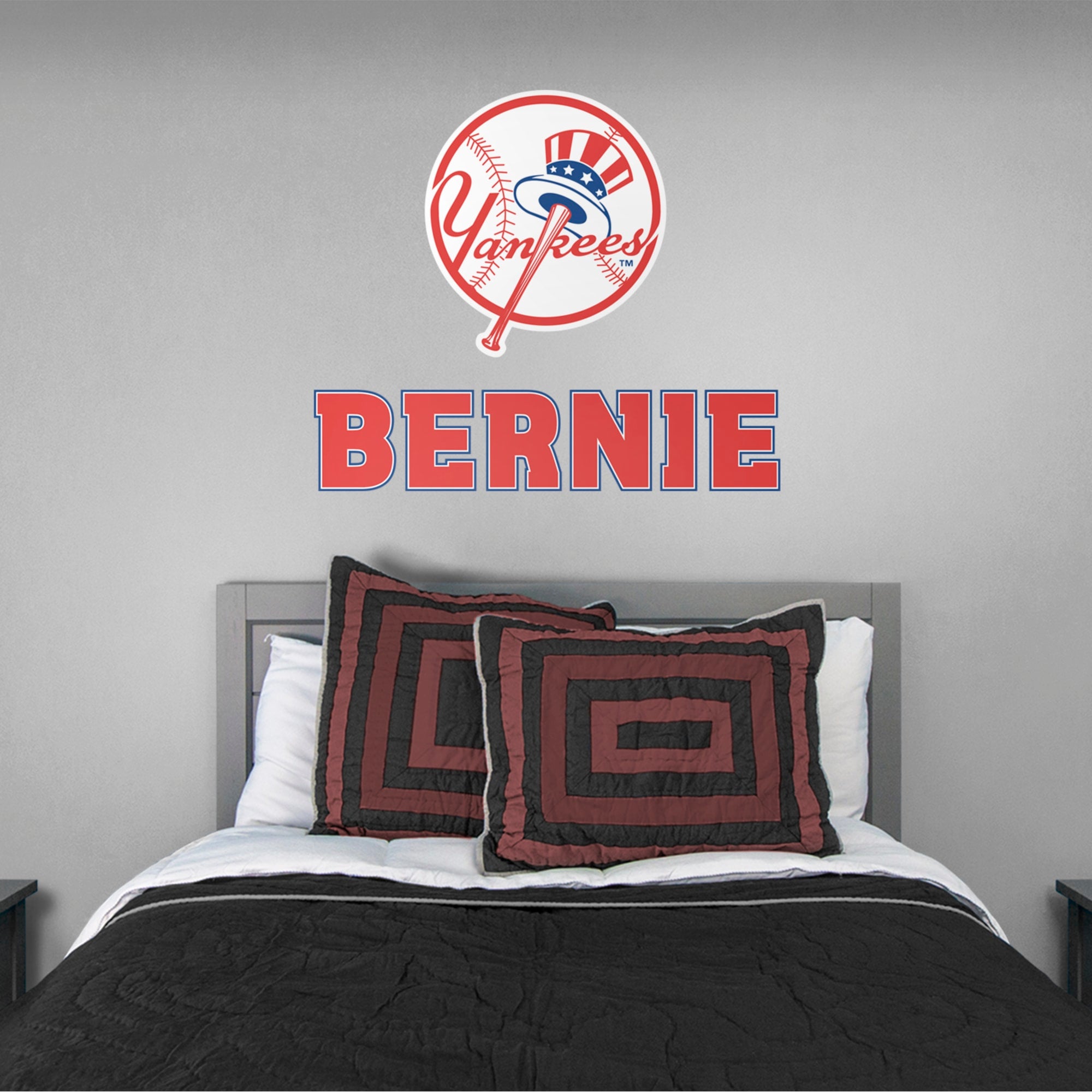 New York Yankees: Stacked Personalized Name - Officially Licensed MLB Transfer Decal in Red (52"W x 39.5"H) by Fathead | Vinyl