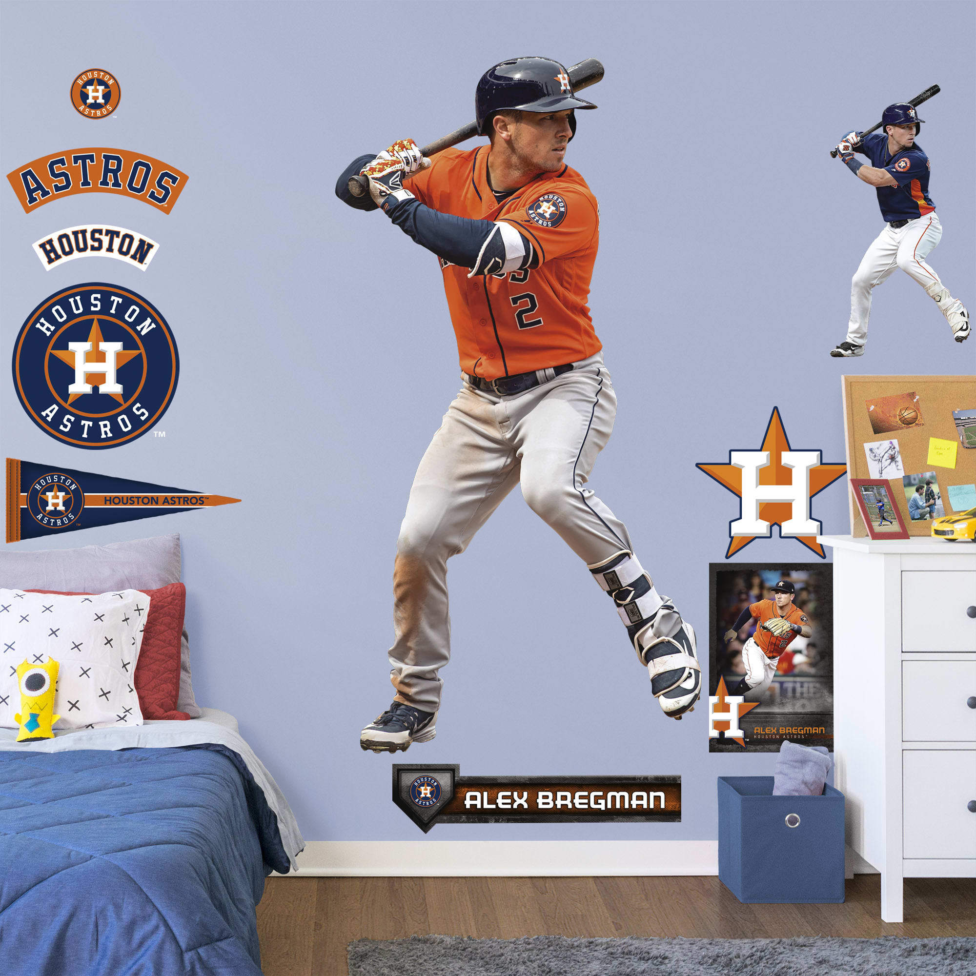 Alex Bregman for Houston Astros - Officially Licensed MLB Removable Wall Decal Life-Size Athlete + 9 Decals (39"W x 75"H) by Fat