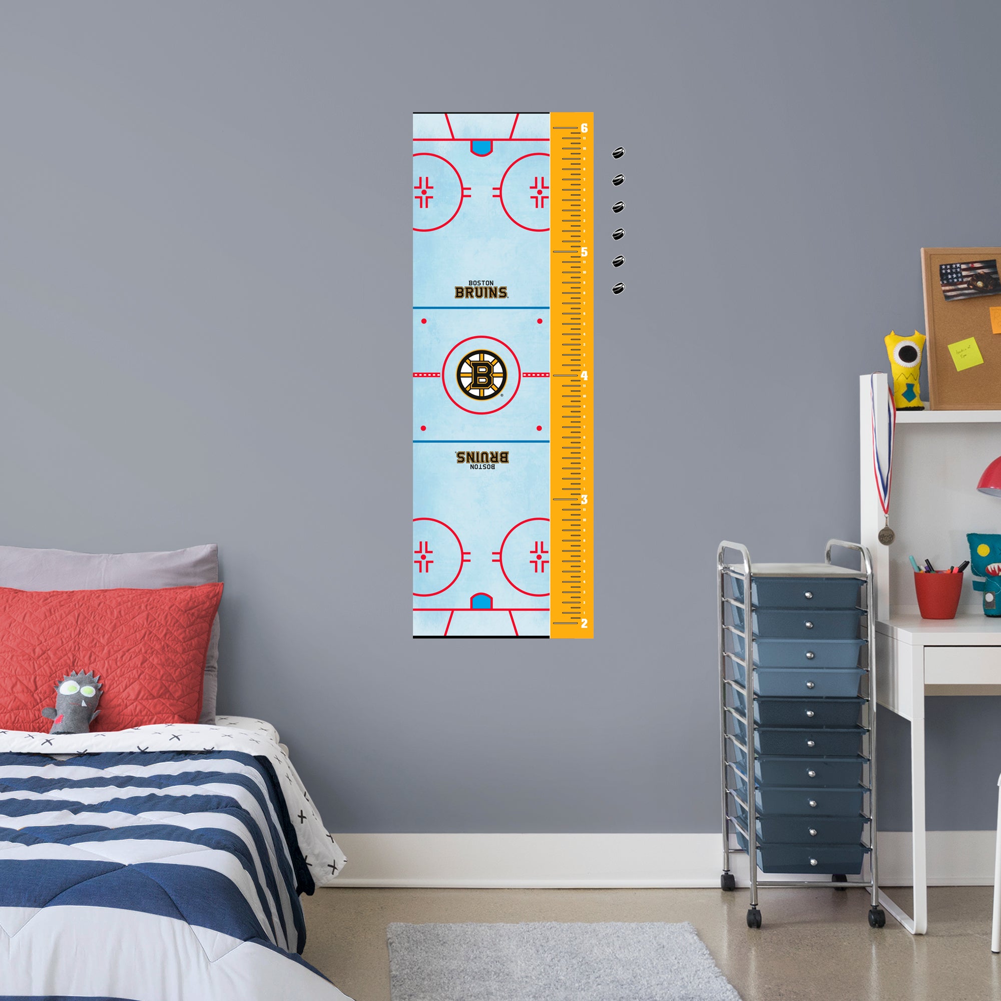 Boston Bruins: Rink Growth Chart - Officially Licensed NHL Removable Wall Graphic Large by Fathead | Vinyl