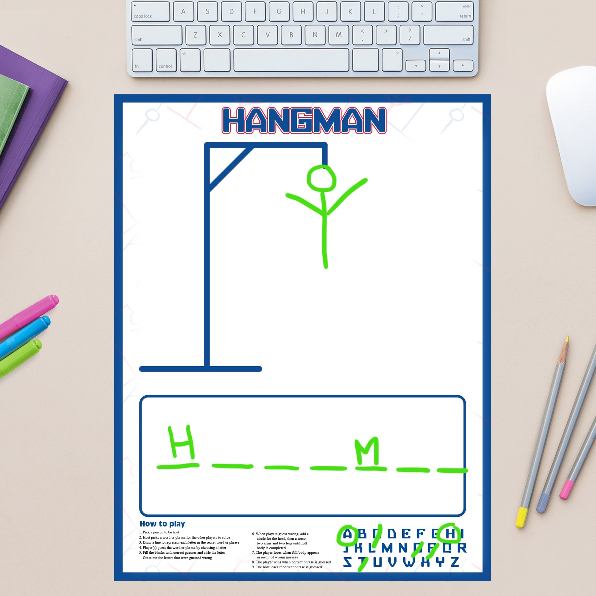 Hangman Game - Removable Dry Erase Vinyl Decal 11.5"W x 11.5"H by Fathead