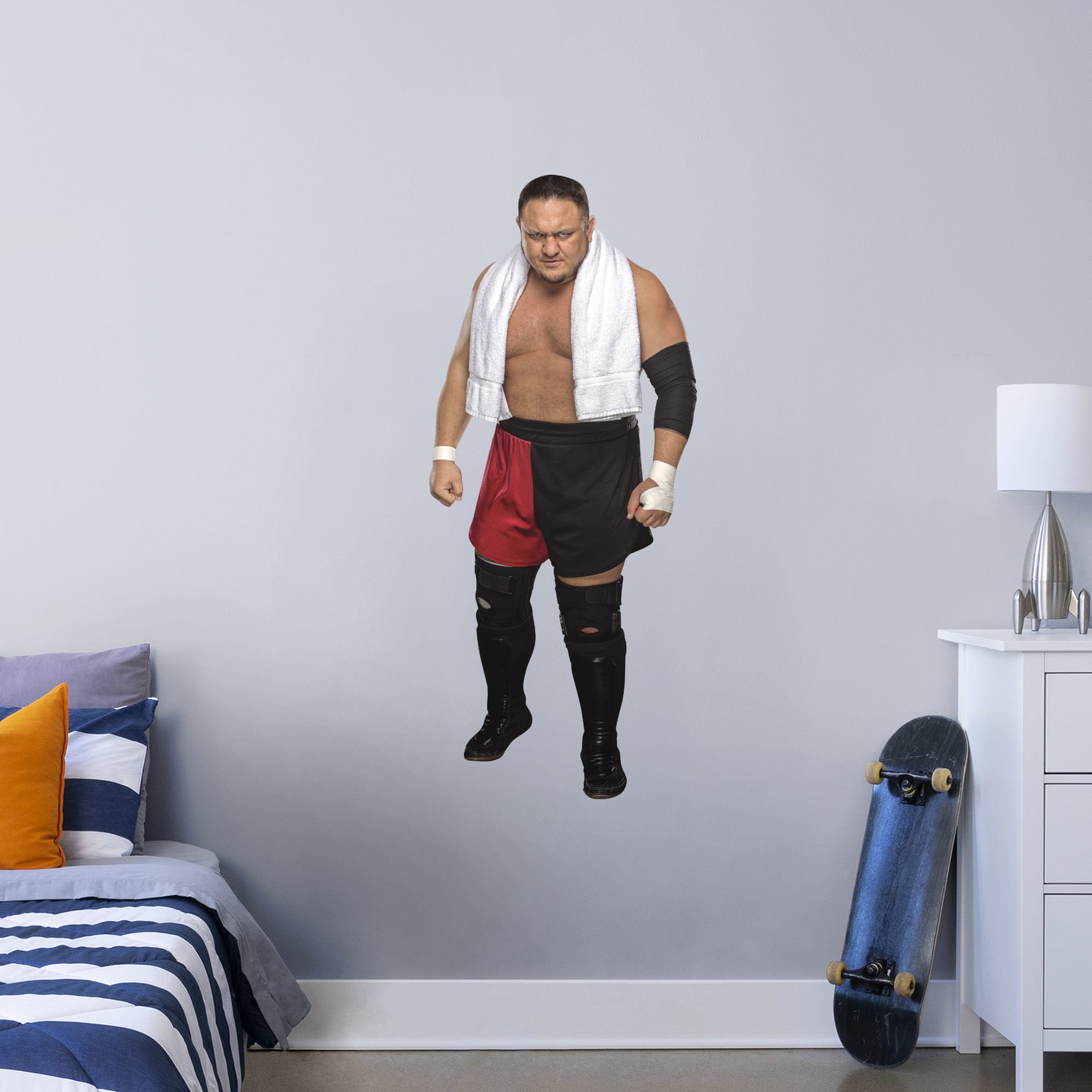 Samoa Joe for WWE - Officially Licensed Removable Wall Decal Giant Superstar + 2 Decals (22"W x 51"H) by Fathead | Vinyl
