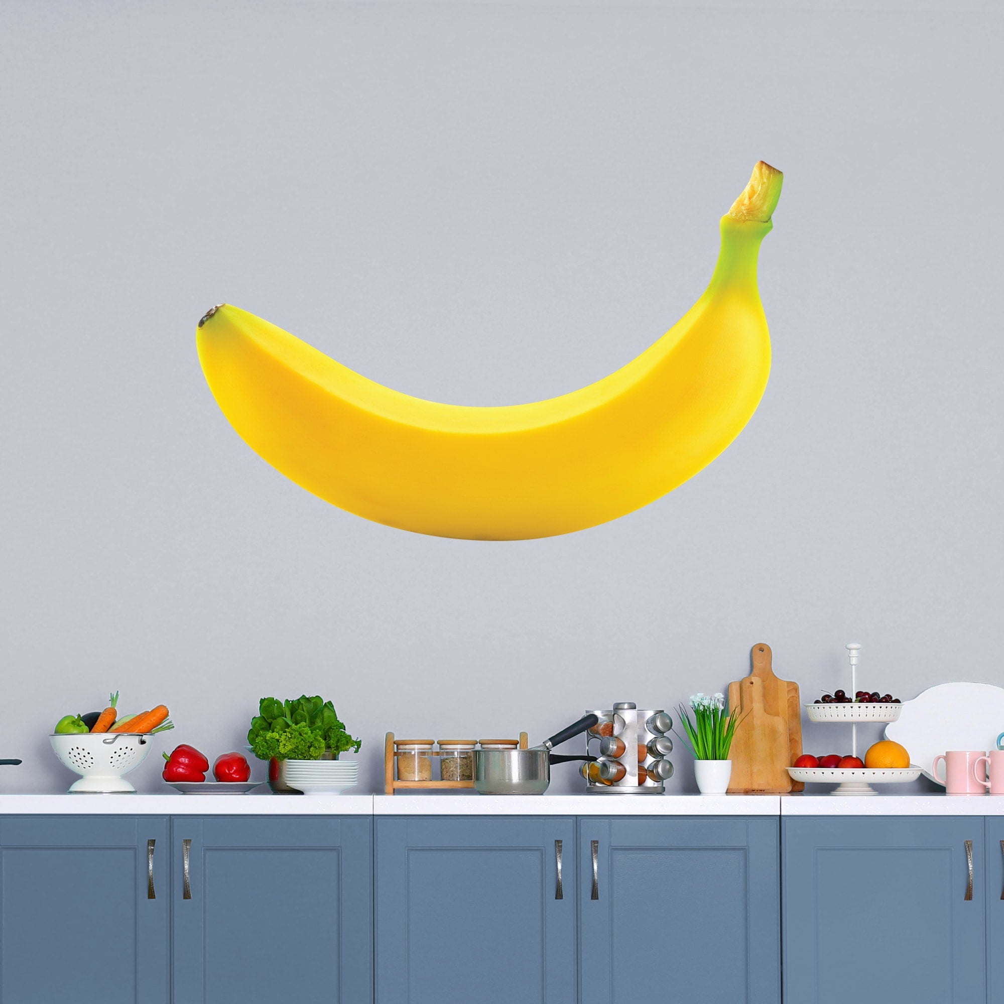 Banana - Removable Vinyl Decal Giant Banana + 2 Decals (50"W x 32"H) by Fathead