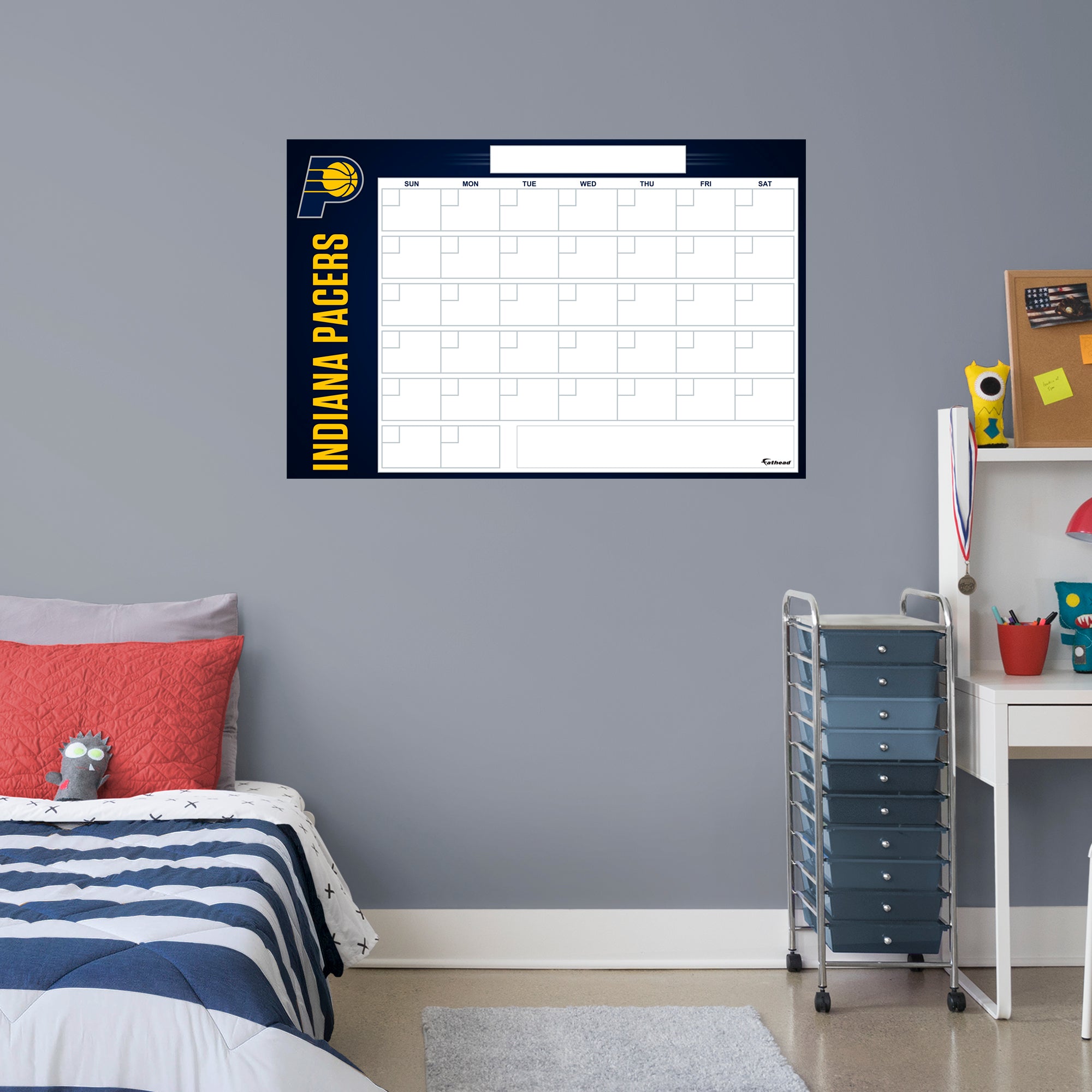 Indiana Pacers Dry Erase Calendar - Officially Licensed NBA Removable Wall Decal Giant Decal (34"W x 52"H) by Fathead | Vinyl