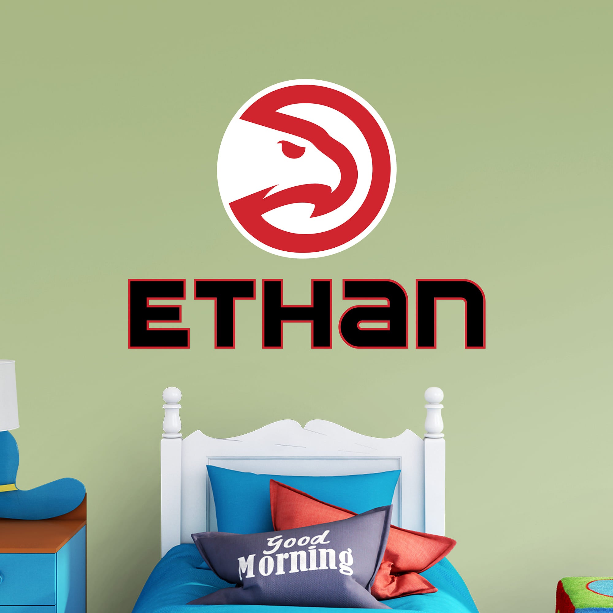 Atlanta Hawks: Stacked Personalized Name - Officially Licensed NBA Transfer Decal in Black (52"W x 39.5"H) by Fathead | Vinyl