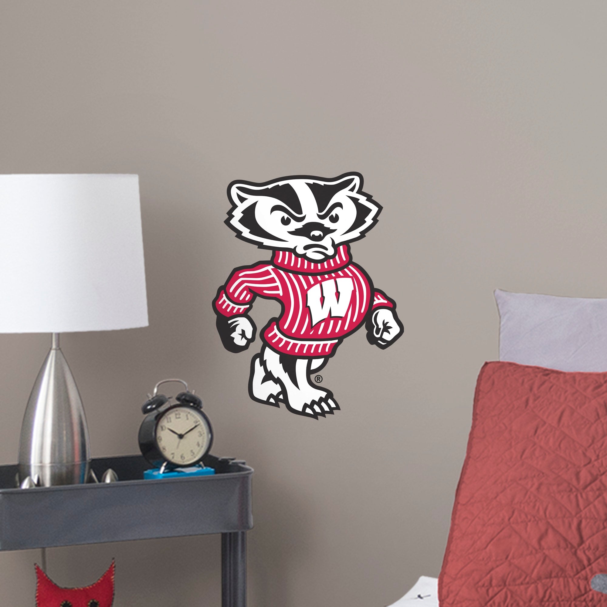 Wisconsin Badgers: Bucky Badger Illustrated Mascot - Officially Licensed Removable Wall Decal Large by Fathead | Vinyl