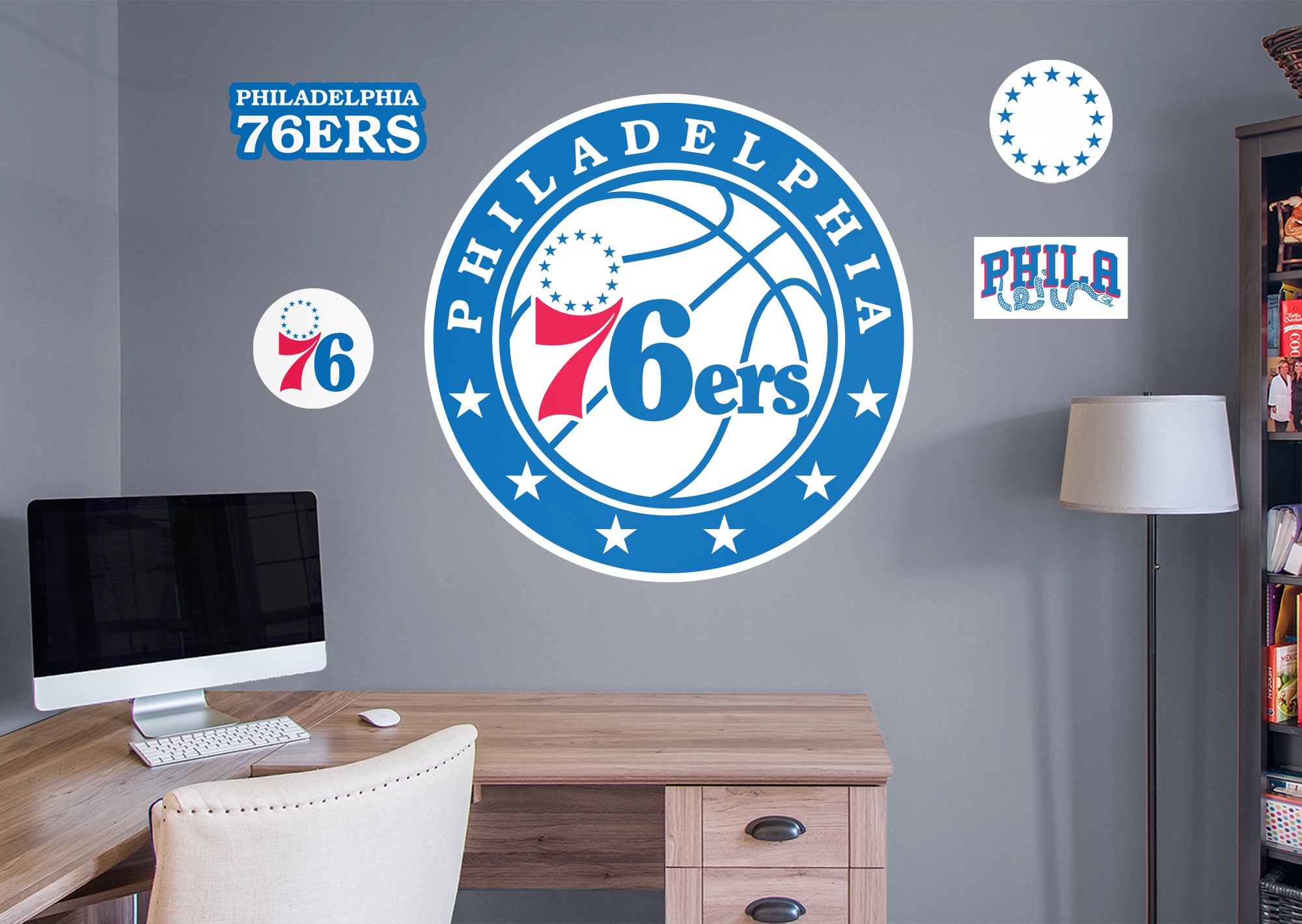 Philadelphia 76ers 2021 Logo - Officially Licensed NBA Removable Wall Decal Giant Logo + 4 Decals (38"W x 38"H) by Fathead | Vin