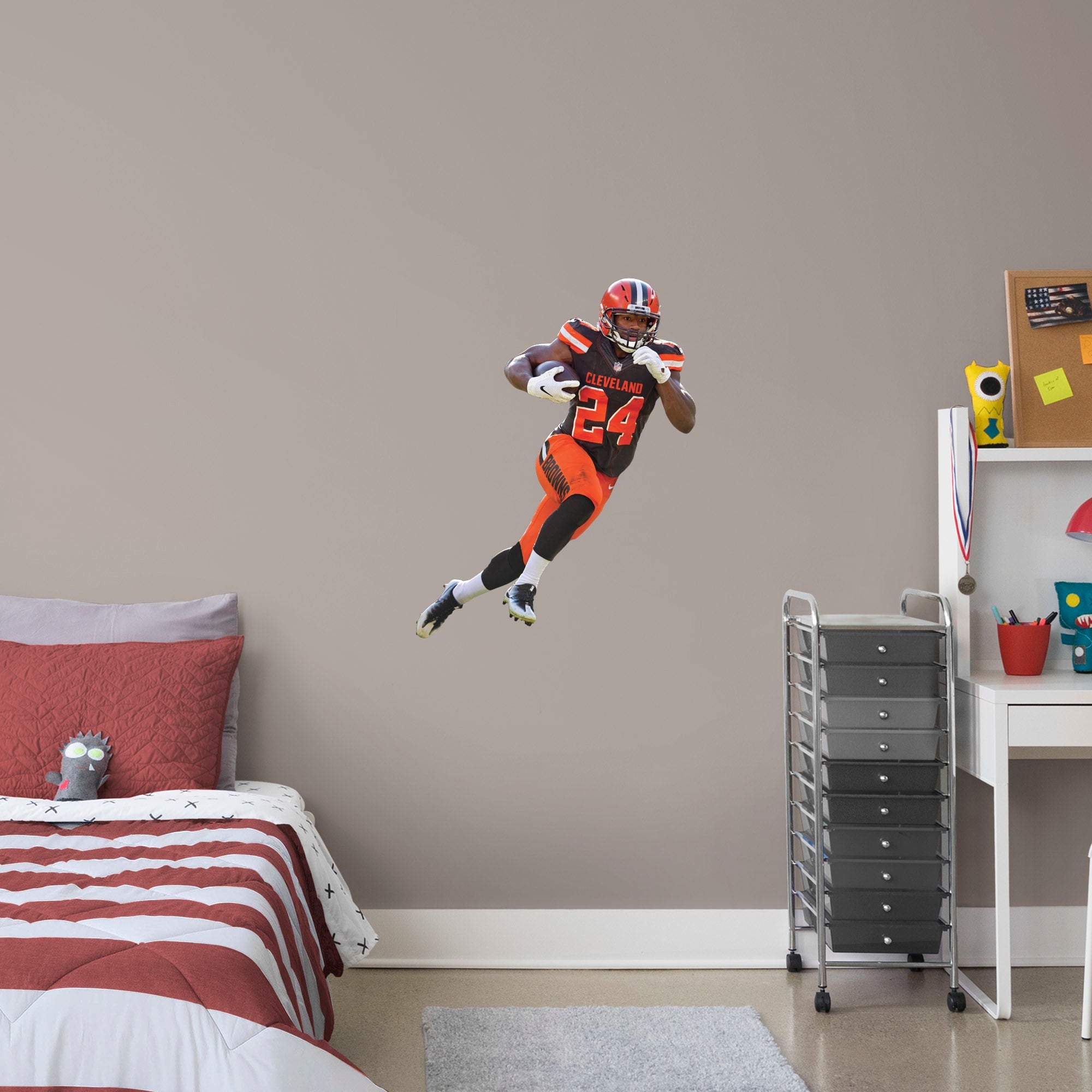 Nick Chubb for Cleveland Browns - Officially Licensed NFL Removable Wall Decal Giant Athlete + 2 Decals (37"W x 48"H) by Fathead