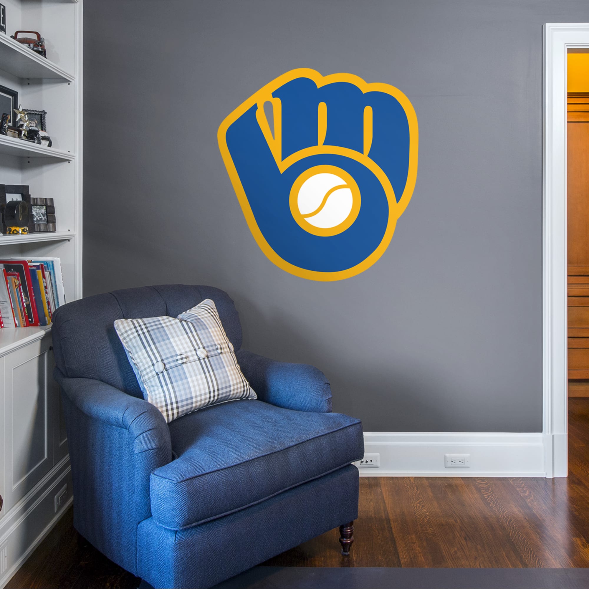Milwaukee Brewers: Classic Logo - Officially Licensed MLB Removable Wall Decal Giant Logo (38"W x 41"H) by Fathead | Vinyl