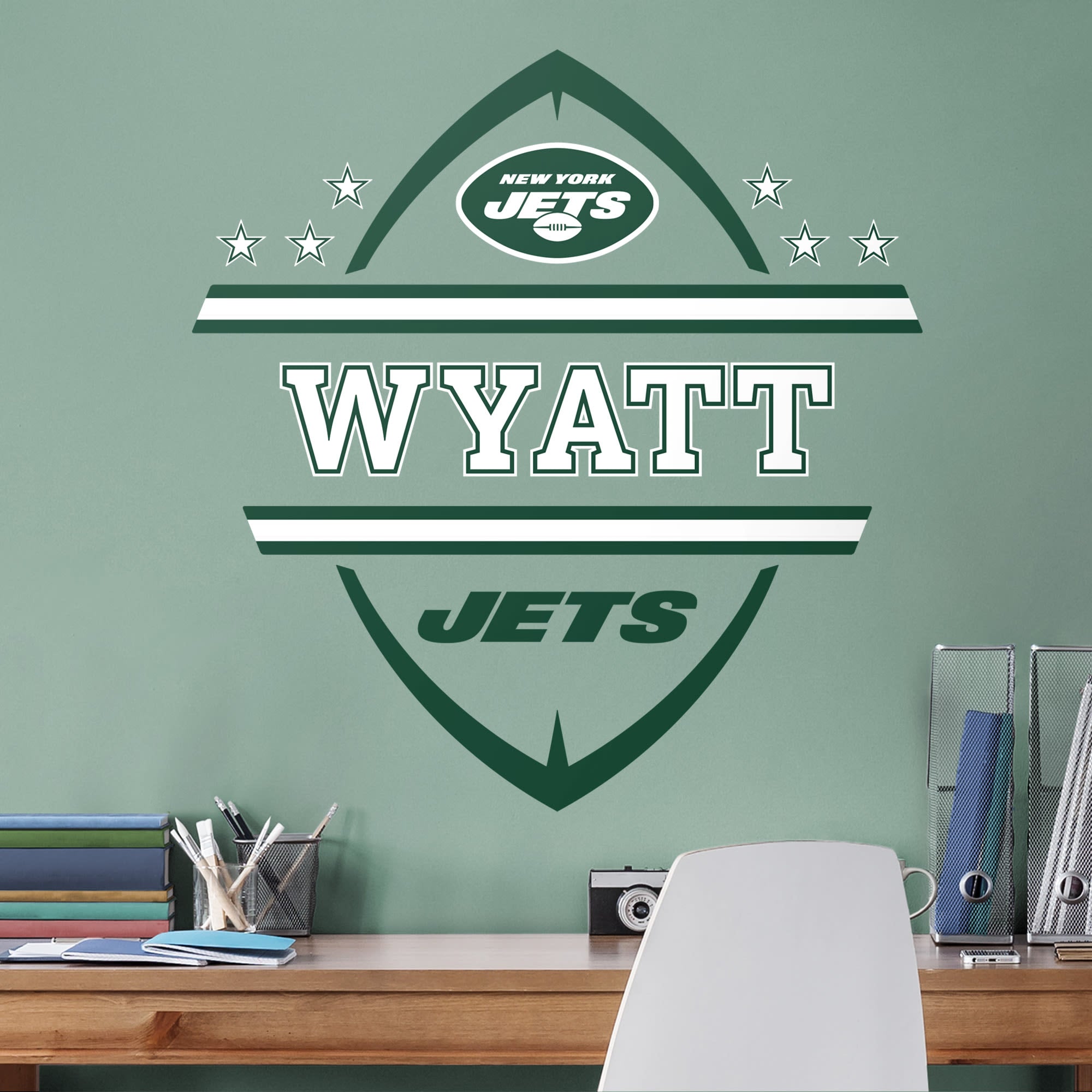 New York Jets: Personalized Name - Officially Licensed NFL Transfer Decal 51.0"W x 38.0"H by Fathead | Vinyl