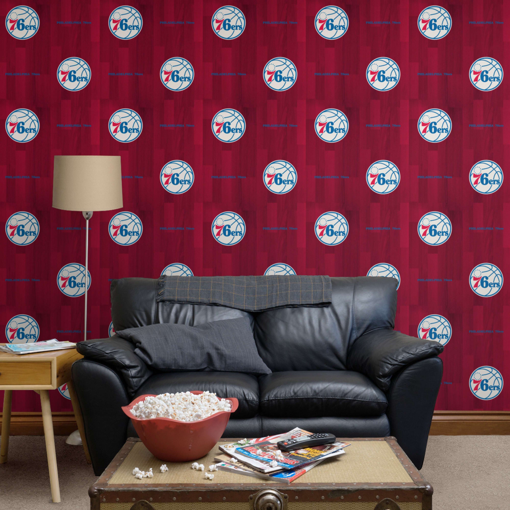 Philadelphia 76ers: Hardwood Pattern - Officially Licensed Removable Wallpaper 12" x 12" Sample by Fathead