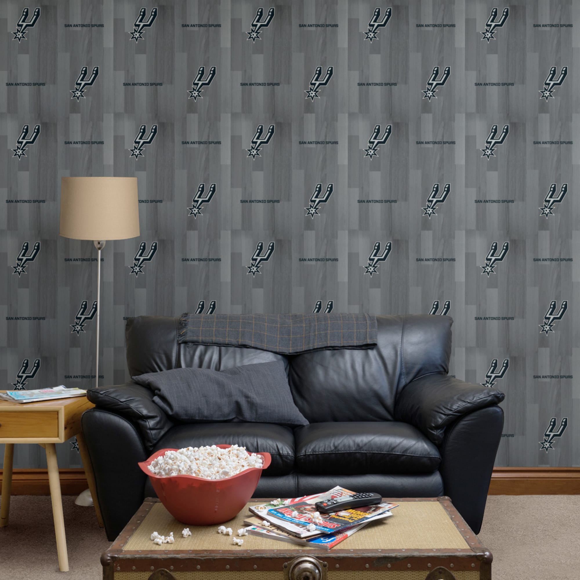 San Antonio Spurs: Hardwood Pattern - Officially Licensed Removable Wallpaper 12" x 12" Sample by Fathead