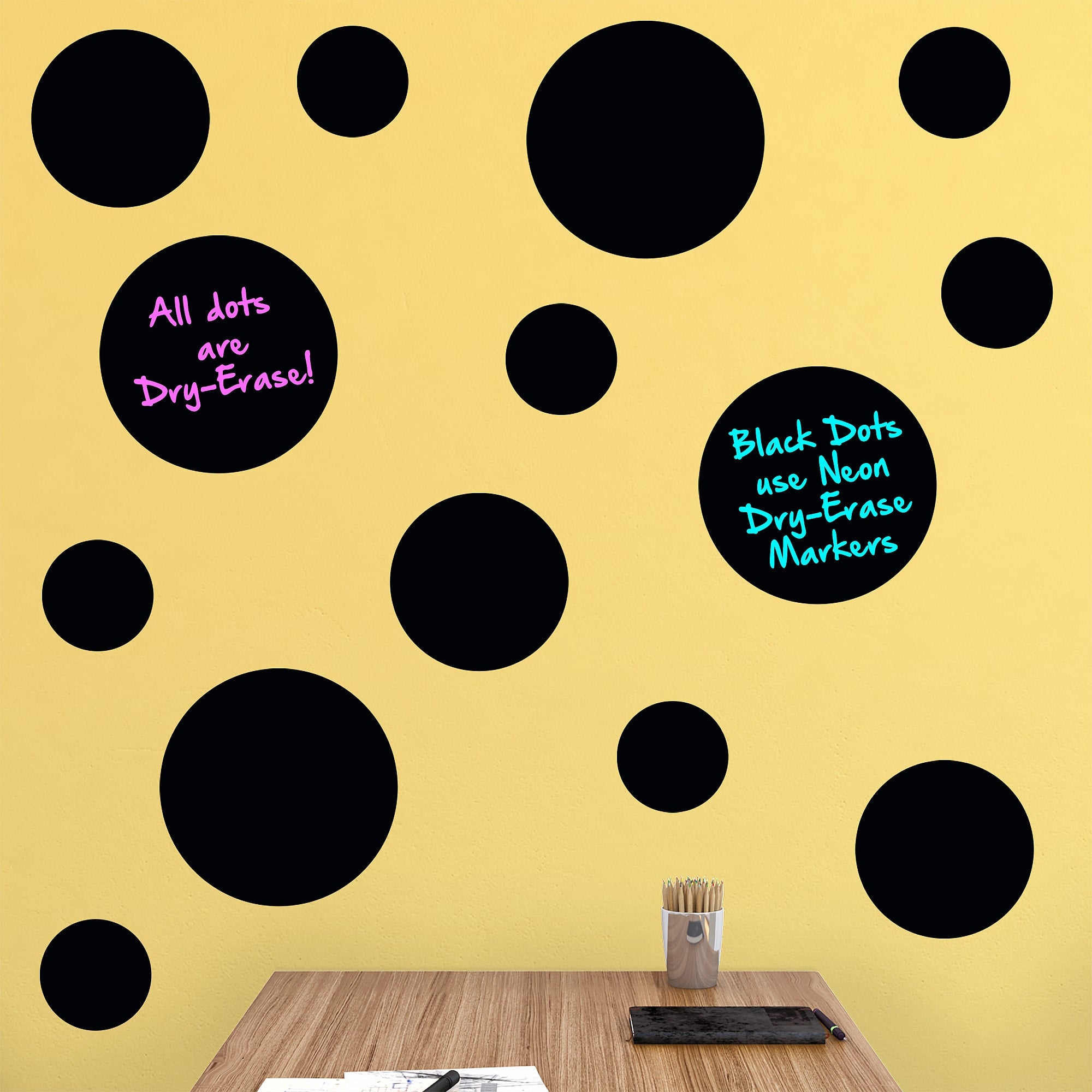 Black Dry Erase Message Dots Removable Wall Decal Life-Size Decal by Fathead | Vinyl