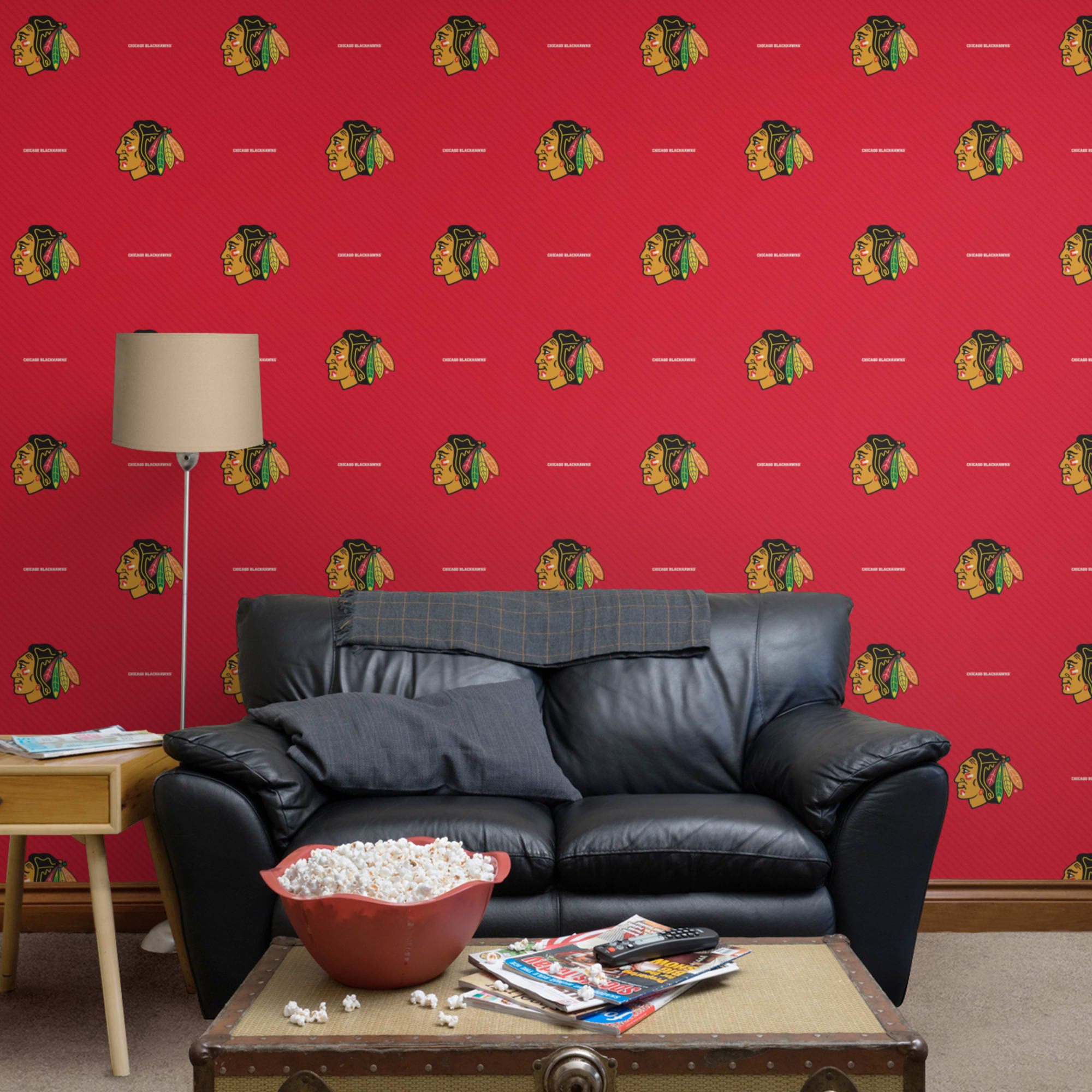 Chicago Blackhawks: Stripes Pattern - Officially Licensed NHL Removable Wallpaper 12" x 12" Sample by Fathead