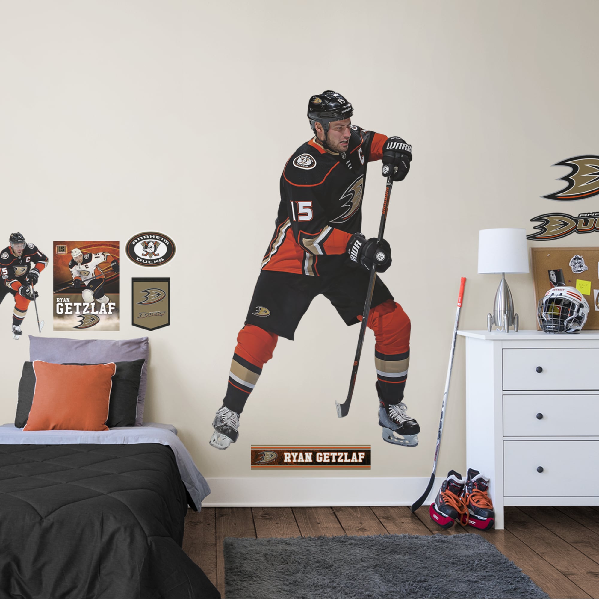 Ryan Getzlaf for Anaheim Ducks - Officially Licensed NHL Removable Wall Decal Life-Size Athlete + 9 Decals (45"W x 78"H) by Fath