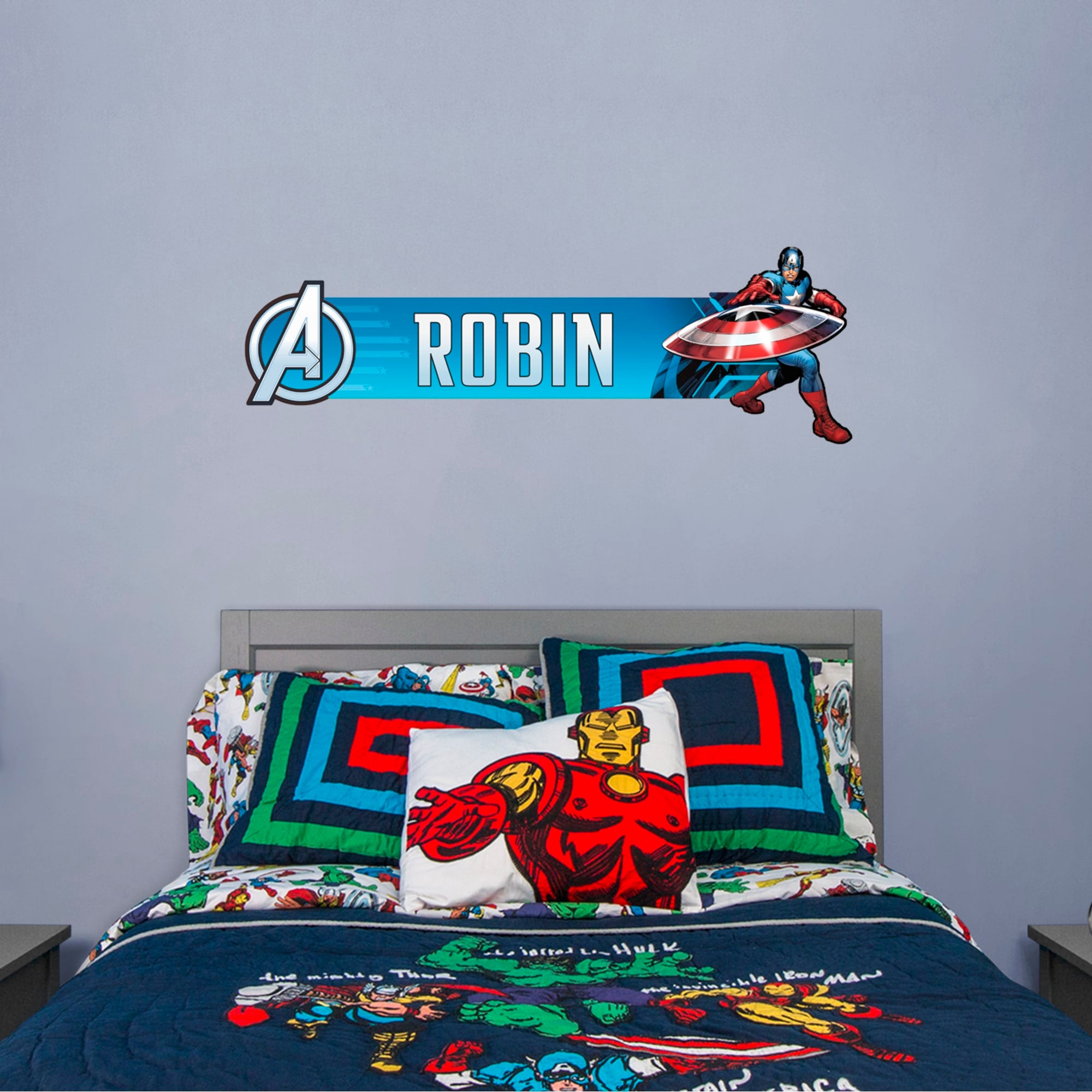 Captain America: Personalized Name - Officially Licensed Removable Wall Decal 52.0"W x 39.5"H by Fathead | Vinyl