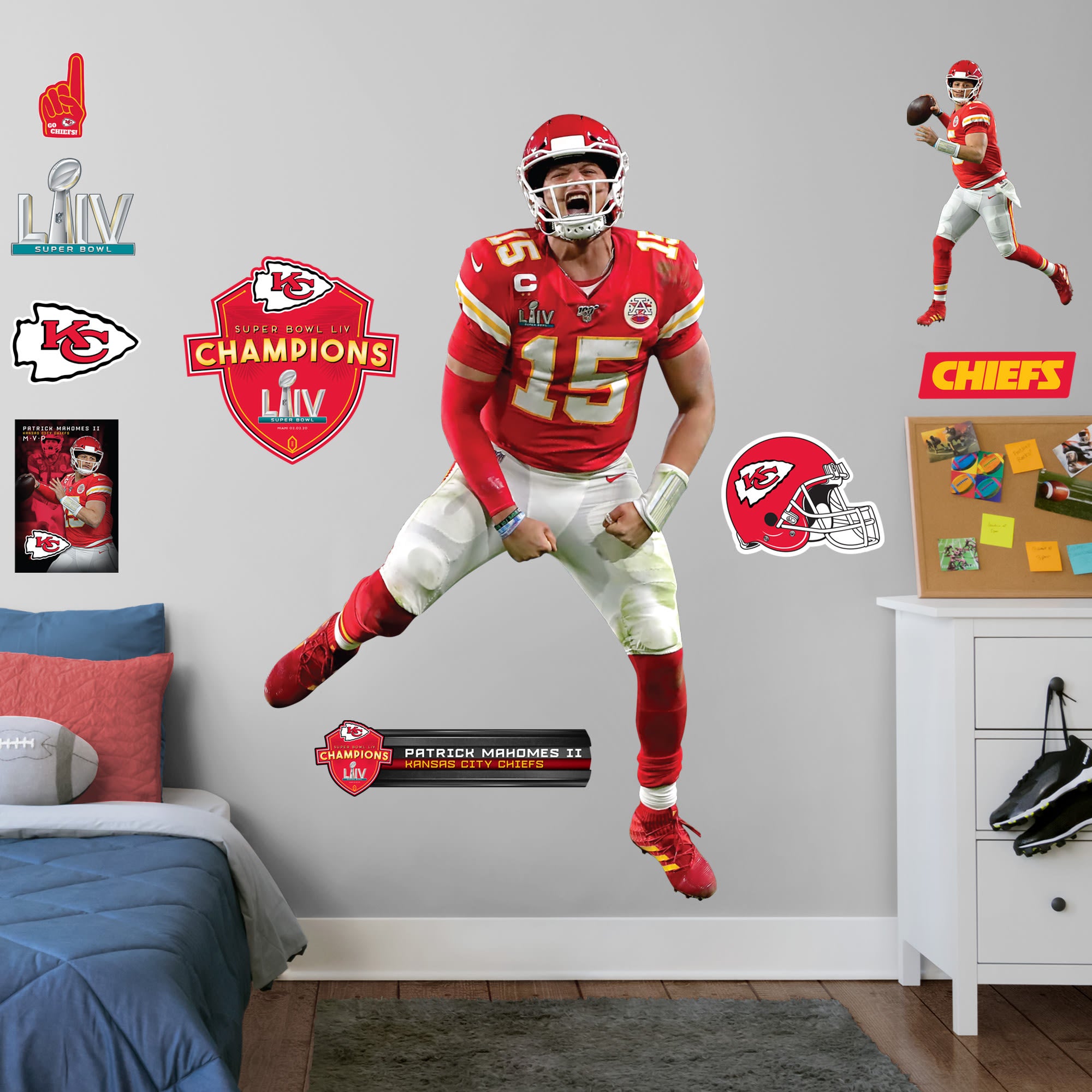 Patrick Mahomes for Kansas City Chiefs: Super Bowl LIV MVP - Officially Licensed NFL Removable Wall Decal Life-Size Athlete + 11