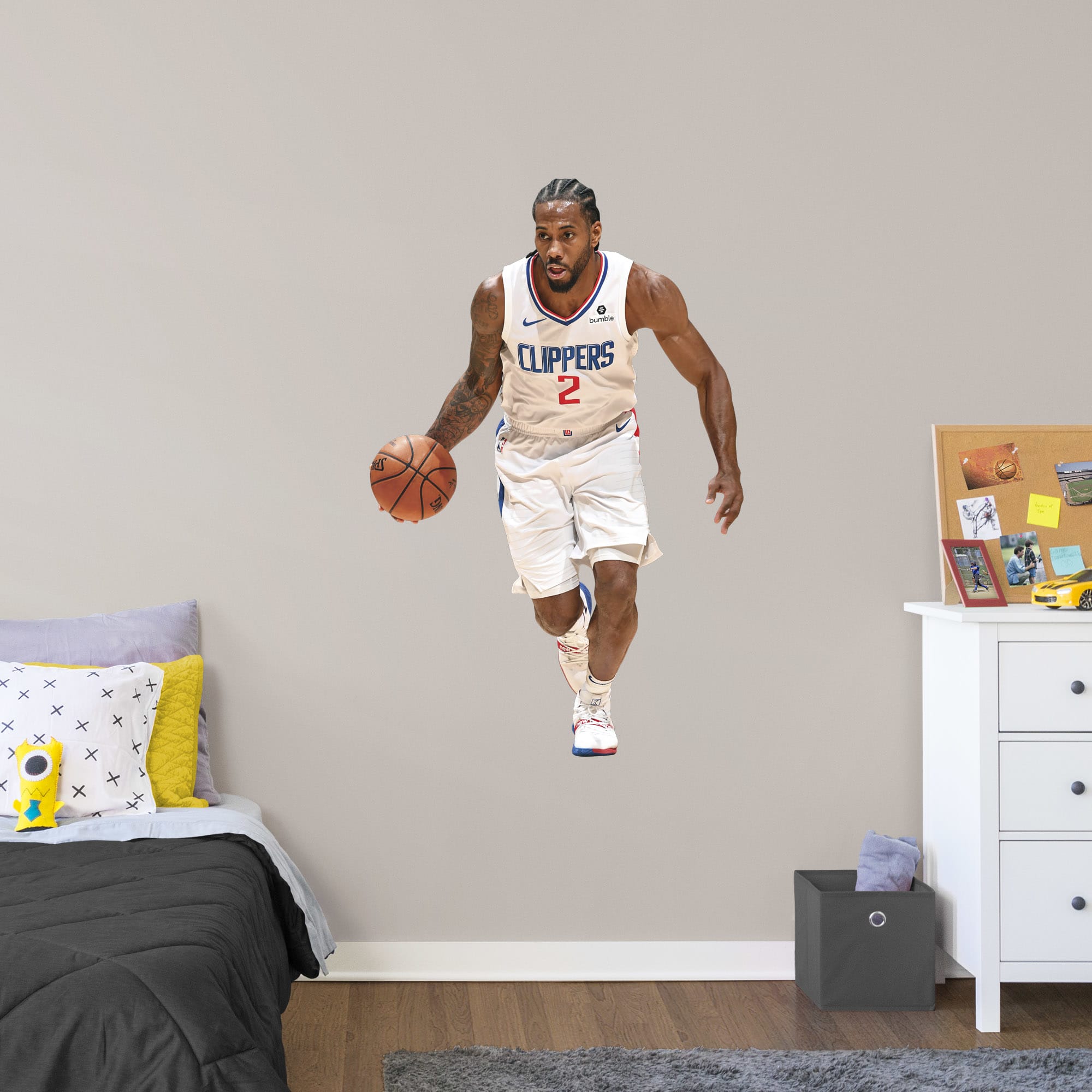 Kawhi Leonard for Los Angeles Clippers - Officially Licensed NBA Removable Wall Decal Giant Athlete + 2 Decals (33"W x 51"H) by