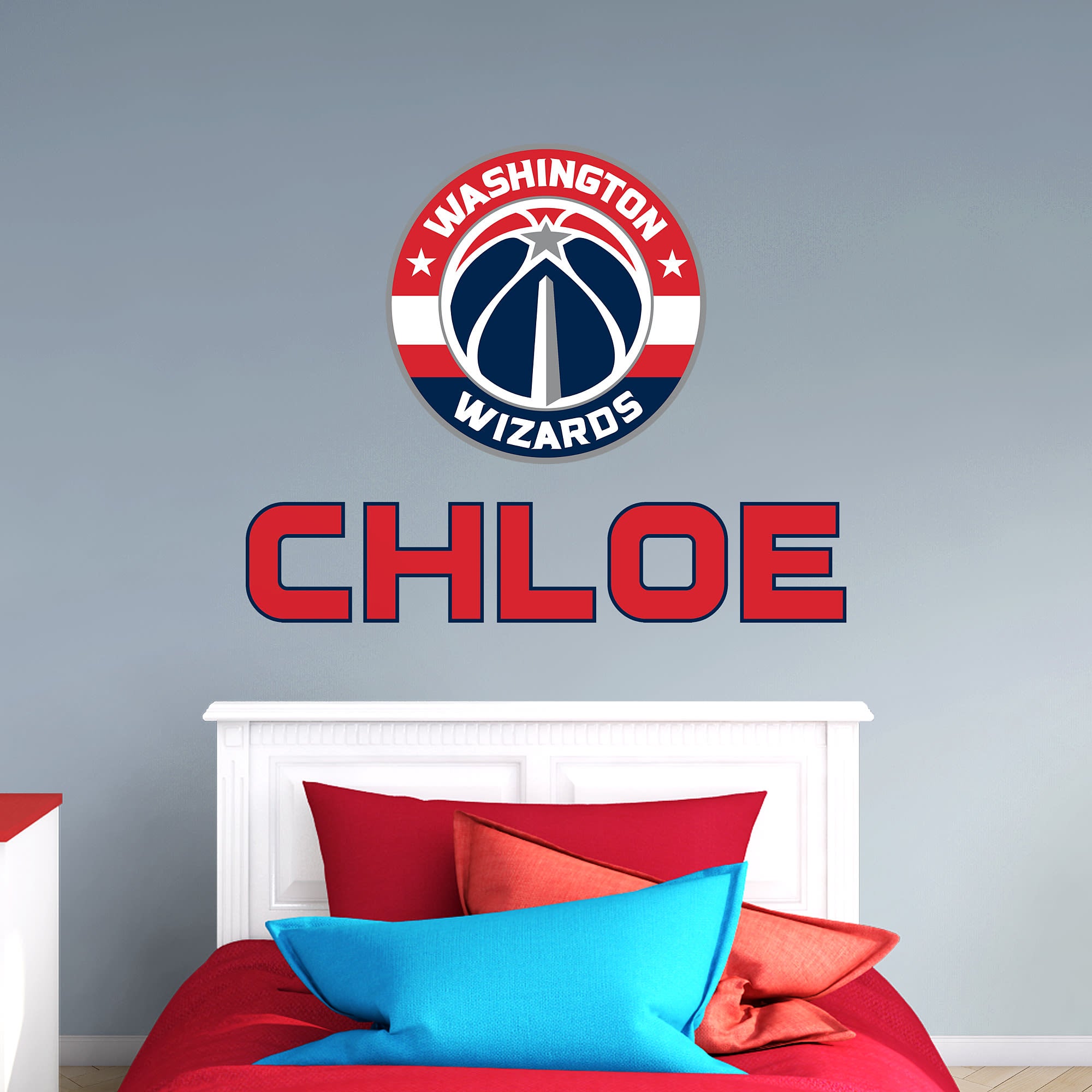 Washington Wizards: Stacked Personalized Name - Officially Licensed NBA Transfer Decal in Red (52"W x 39.5"H) by Fathead | Vinyl