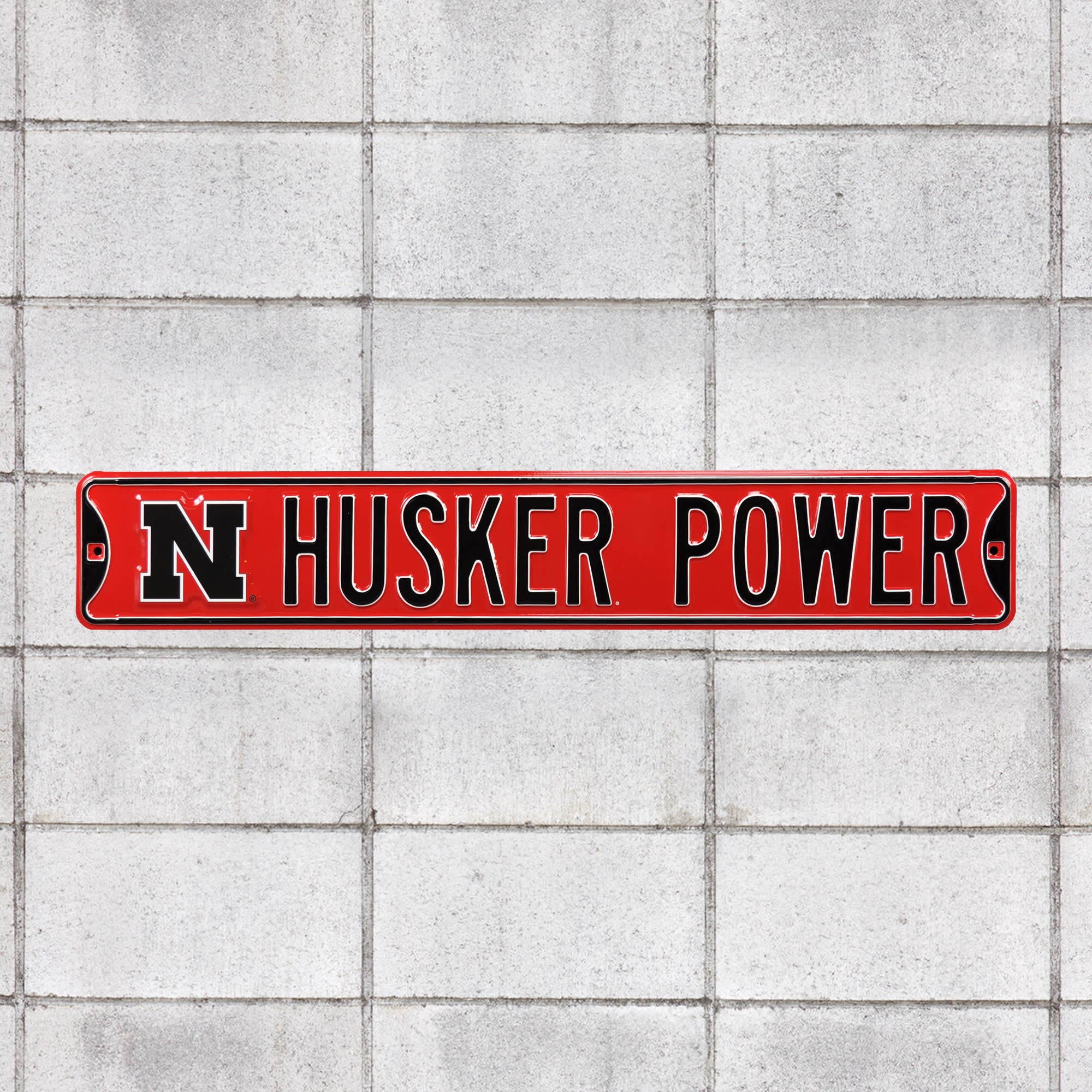 Nebraska Cornhuskers: Husker Power - Officially Licensed Metal Street Sign 36.0"W x 6.0"H by Fathead | 100% Steel