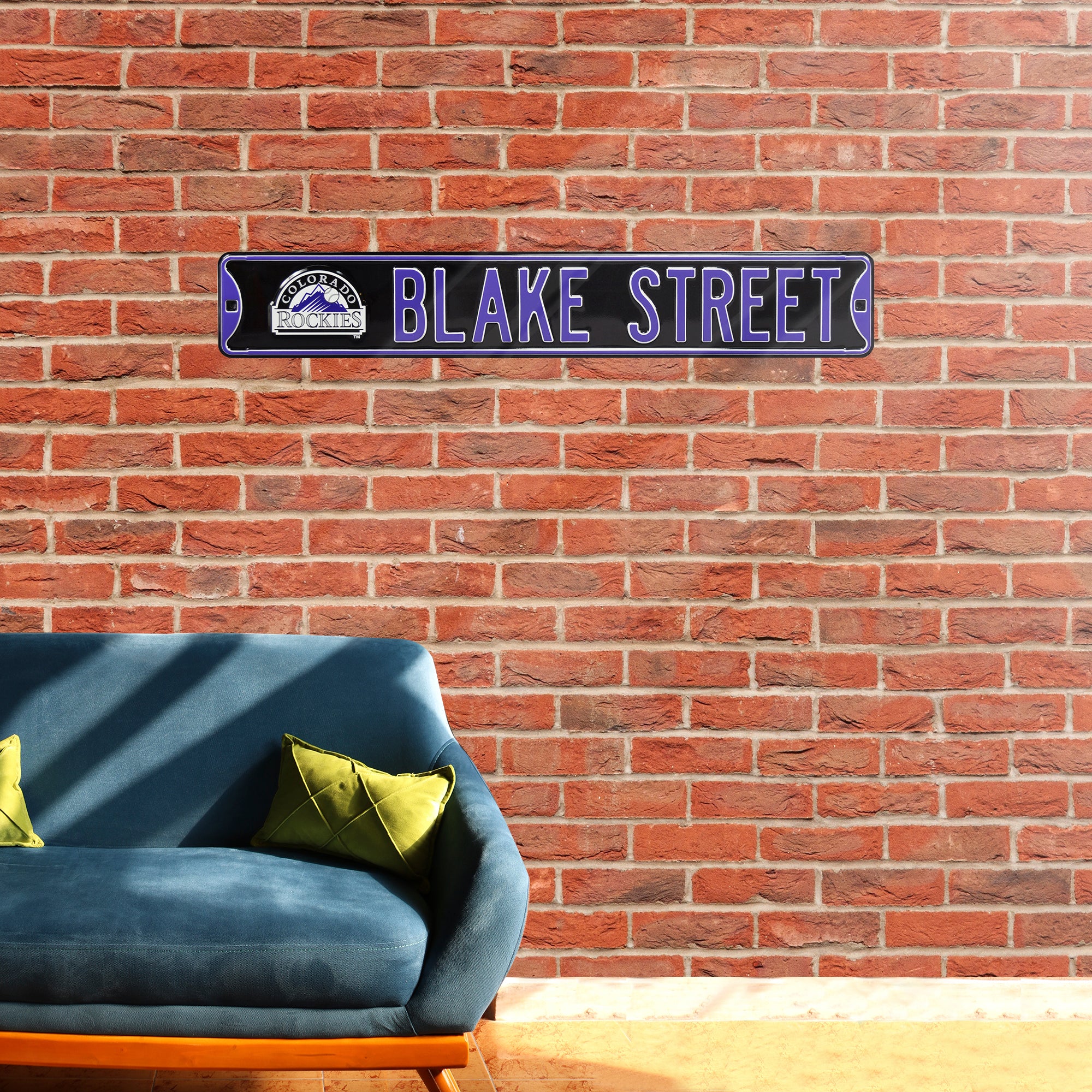 Colorado Rockies Steel Street Sign with Logo-BLAKE STREET w/Logo 36" W x 6" H by Fathead