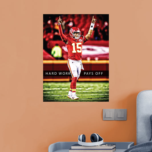 Patrick Mahomes II for Kansas City Chiefs: Super Bowl Liv MVP - NFL Removable Wall Decal Giant Athlete + 2 Wall Decals 29W x 51H