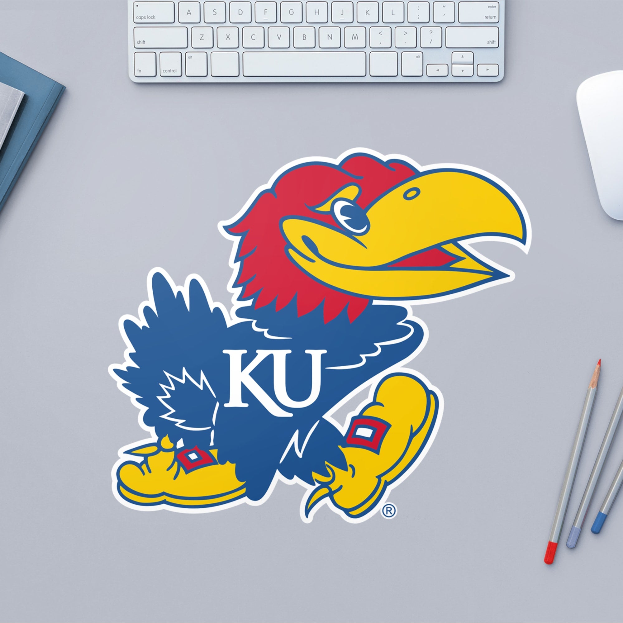Kansas Jayhawks: Logo - Officially Licensed Removable Wall Decal 12.0"W x 10.0"H by Fathead | Vinyl