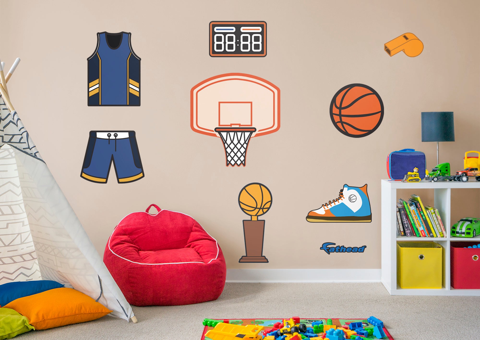 Sports Basketball Collection - Removable Wall Decal Collection (26"W x27.5"H) by Fathead | Vinyl