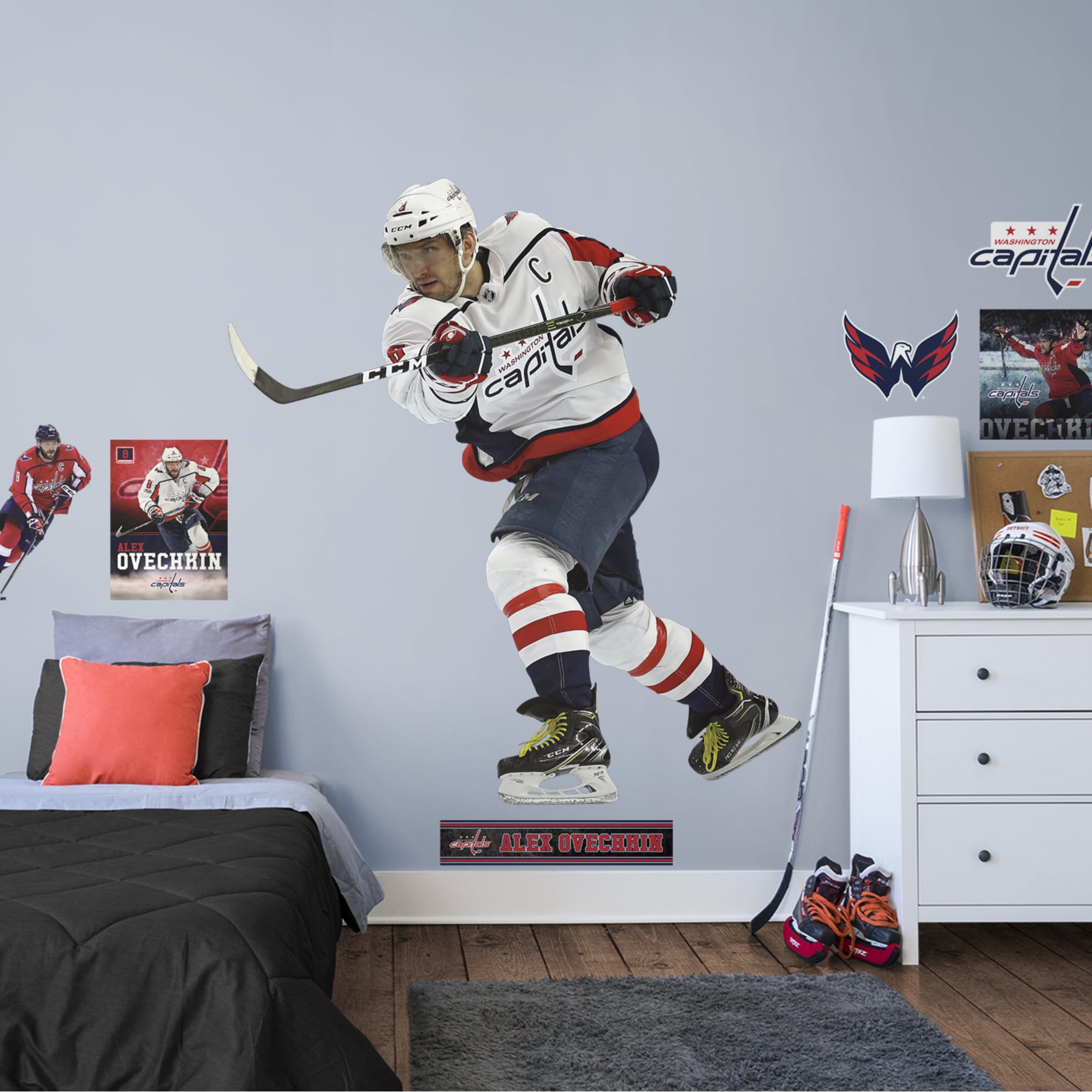 Alex Ovechkin for Washington Capitals - Officially Licensed NHL Removable Wall Decal Life-Size Athlete + 9 Decals (67"W x 74"H)