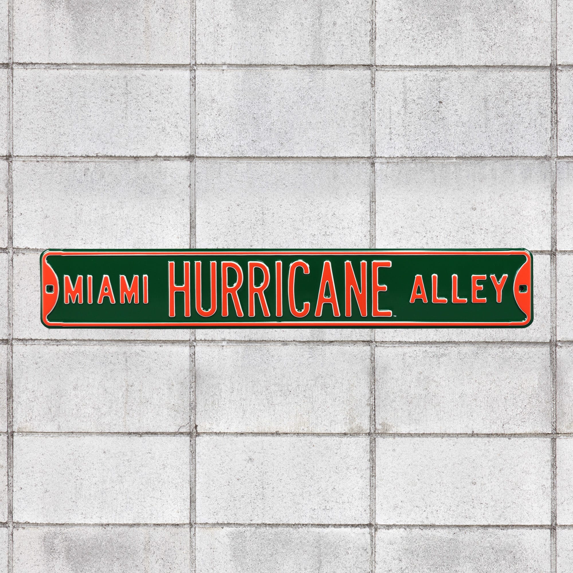 Miami Hurricanes: Hurricane Alley Parking - Officially Licensed Metal Street Sign 36.0"W x 6.0"H by Fathead | 100% Steel