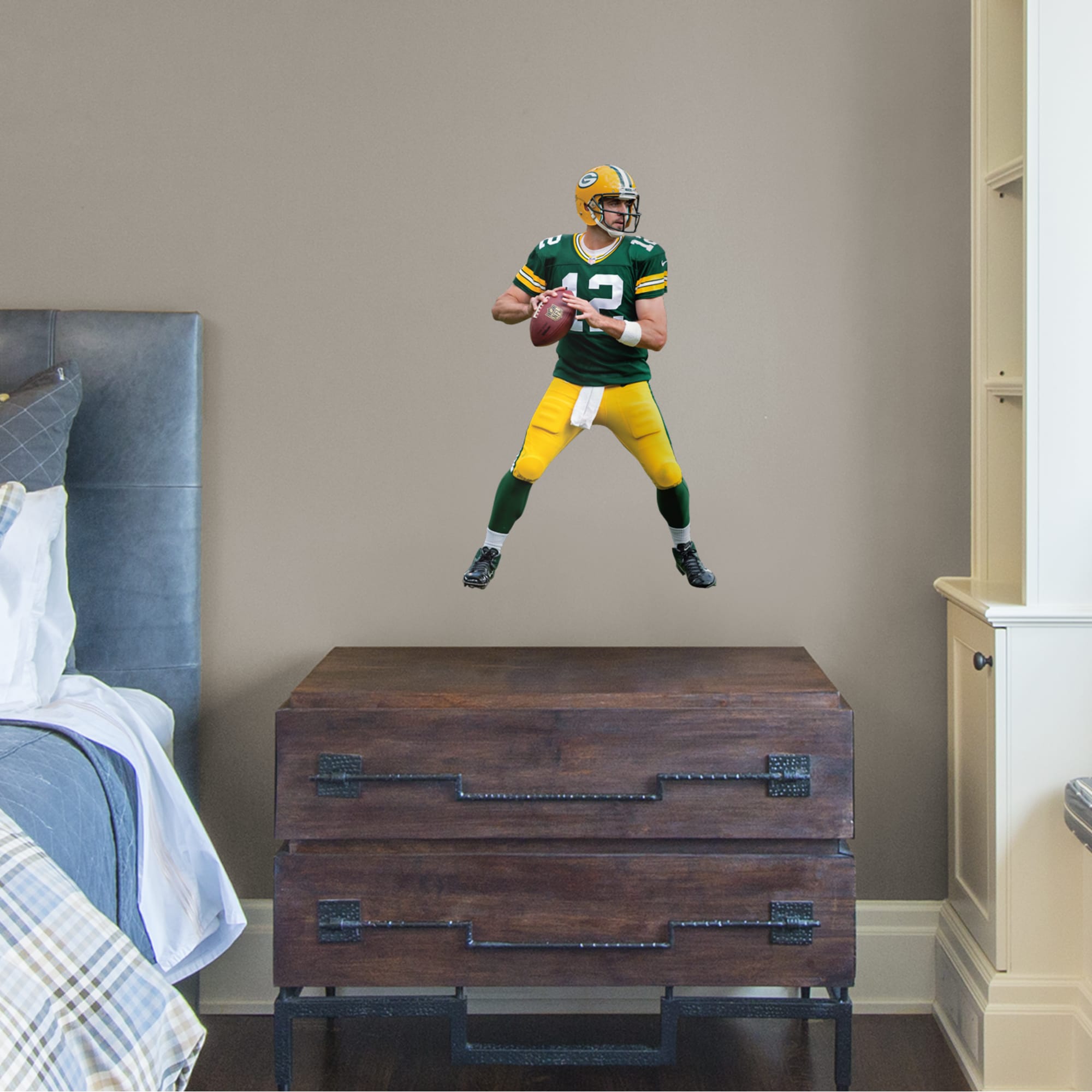 Aaron Rodgers for Green Bay Packers - Officially Licensed NFL Removable Wall Decal 19.0"W x 32.0"H by Fathead | Vinyl