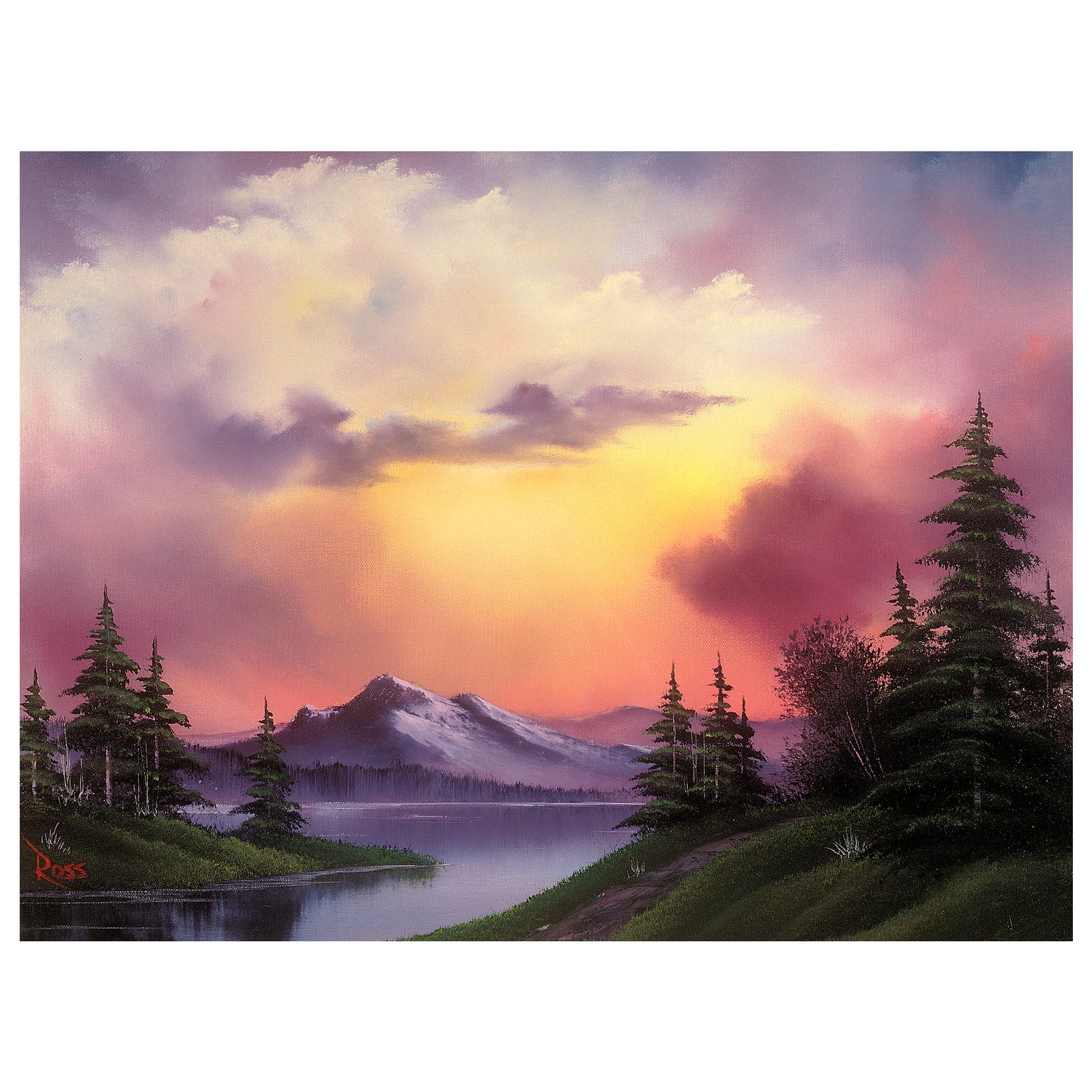 Bob Ross: Painting "Sunset Aglow" - Officially Licensed Bob Ross Removable  Wall Adhesive Decal