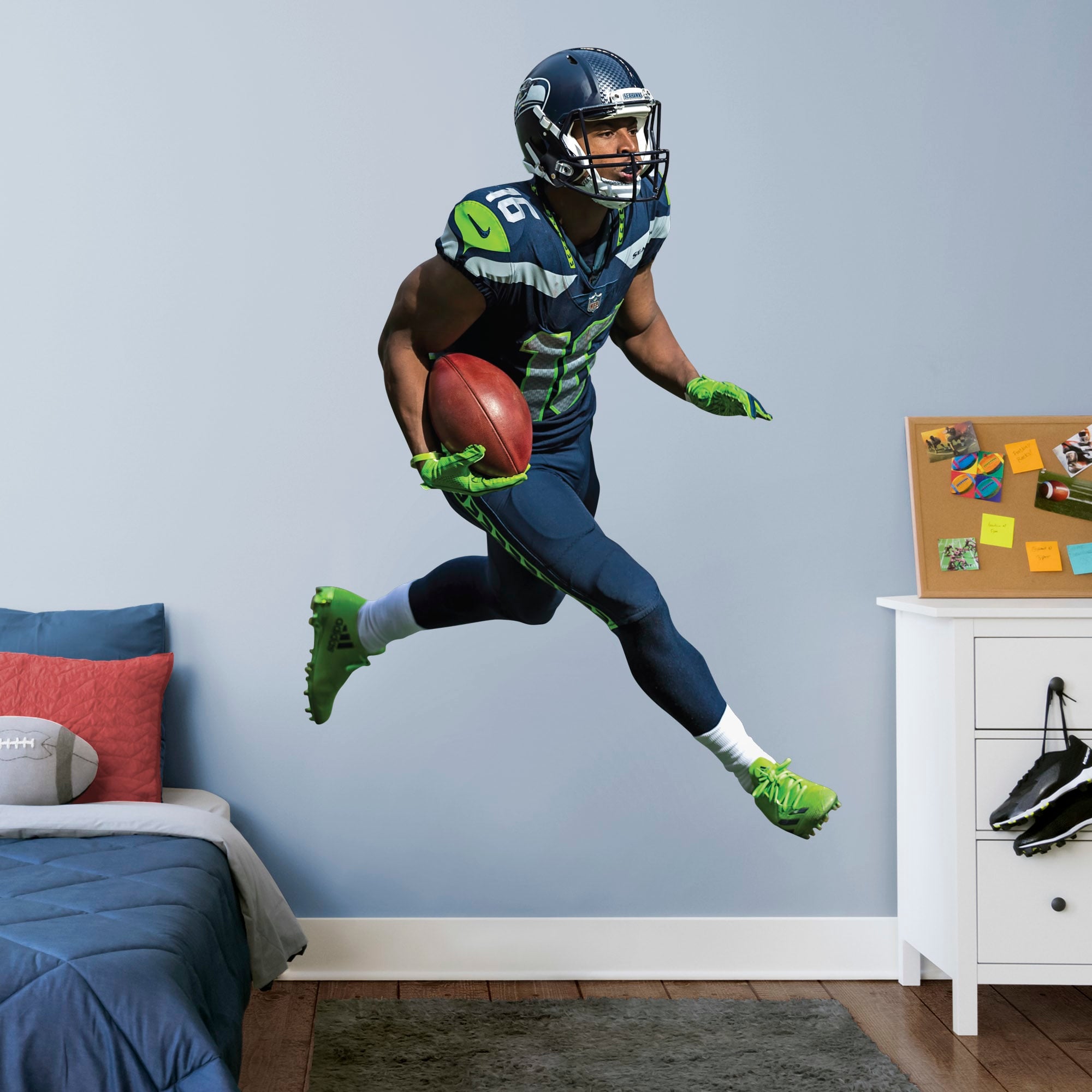 Tyler Lockett for Seattle Seahawks - Officially Licensed NFL Removable Wall Decal Life-Size Athlete + 2 Decals (52"W x 76"H) by
