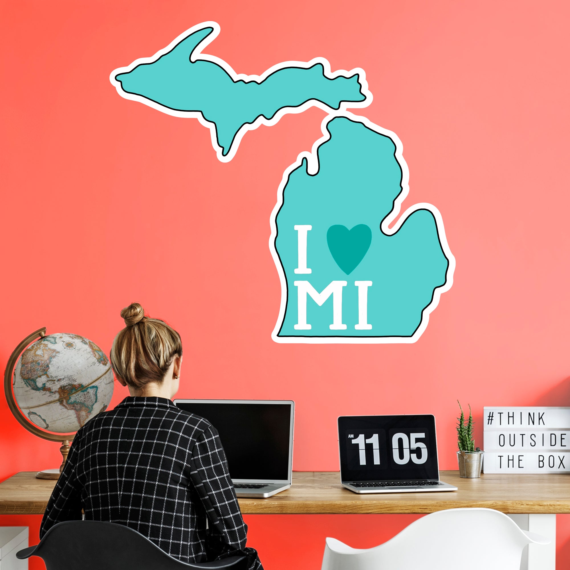 I Love Michigan - Officially Licensed Big Moods Removable Wall Decal Giant Decal (41"W x 38"H) by Fathead | Vinyl