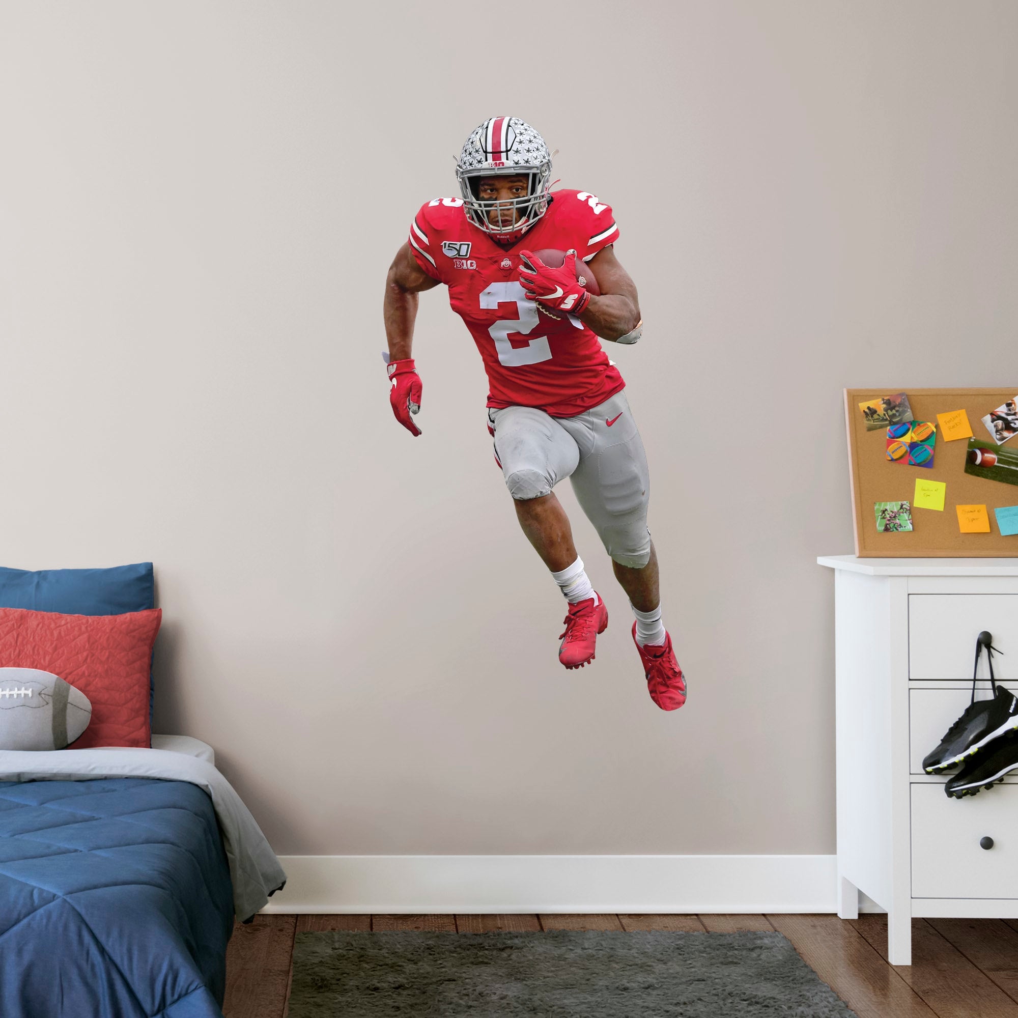 J.K. Dobbins for Ohio State Buckeyes: Ohio State - Officially Licensed Removable Wall Decal Giant Athlete + 2 Decals (26"W x 51"