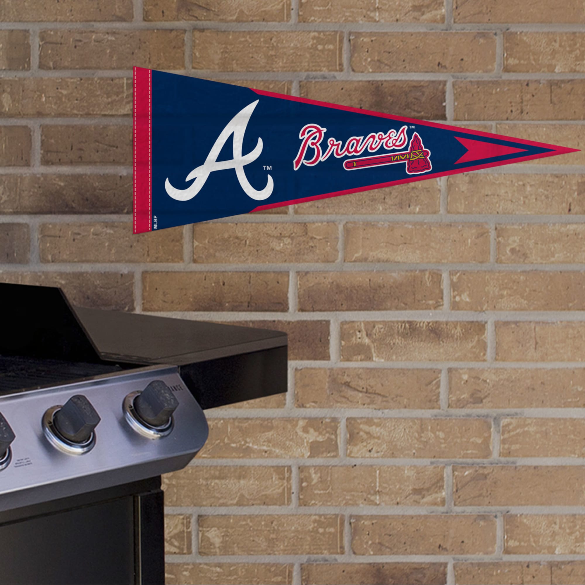 Atlanta Braves: Pennant - Officially Licensed MLB Outdoor Graphic 24.0"W x 9.0"H by Fathead | Wood/Aluminum