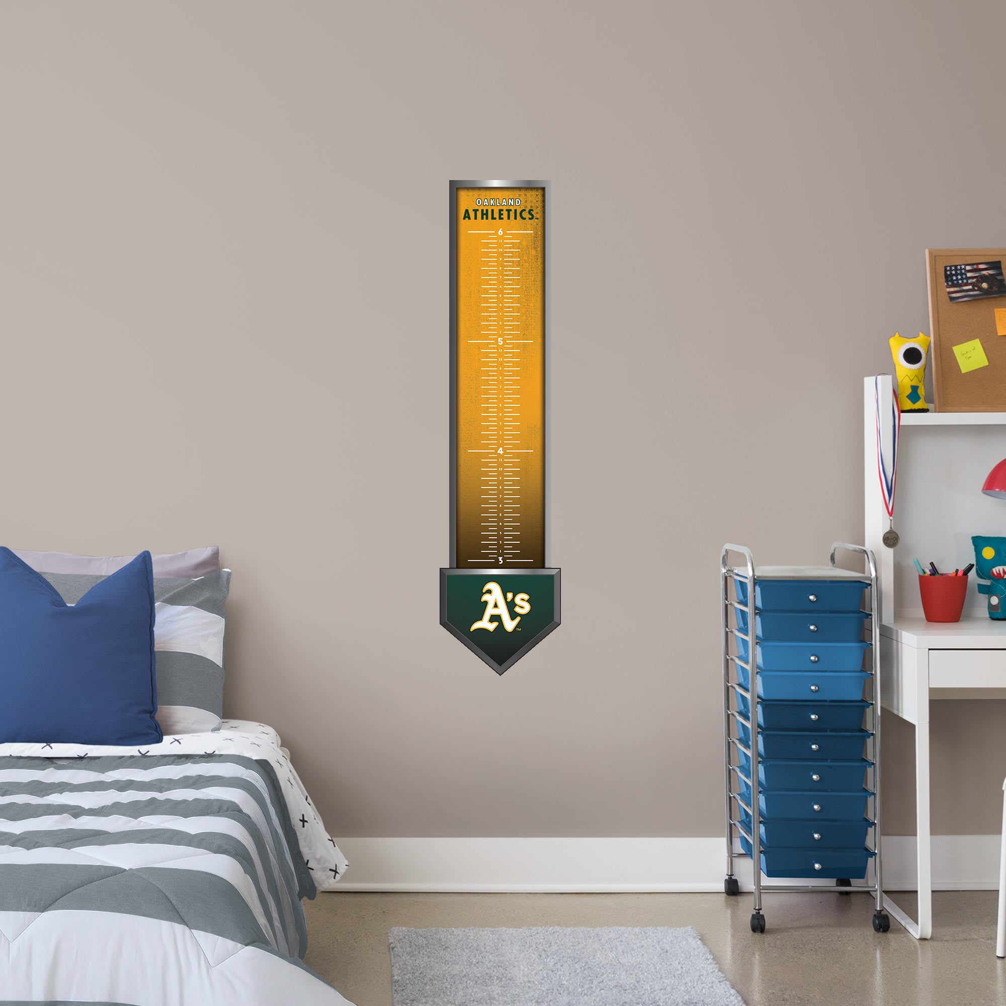 Oakland Athletics: Growth Chart - Officially Licensed MLB Removable Wall Graphic 13.0"W x 54.0"H by Fathead | Vinyl