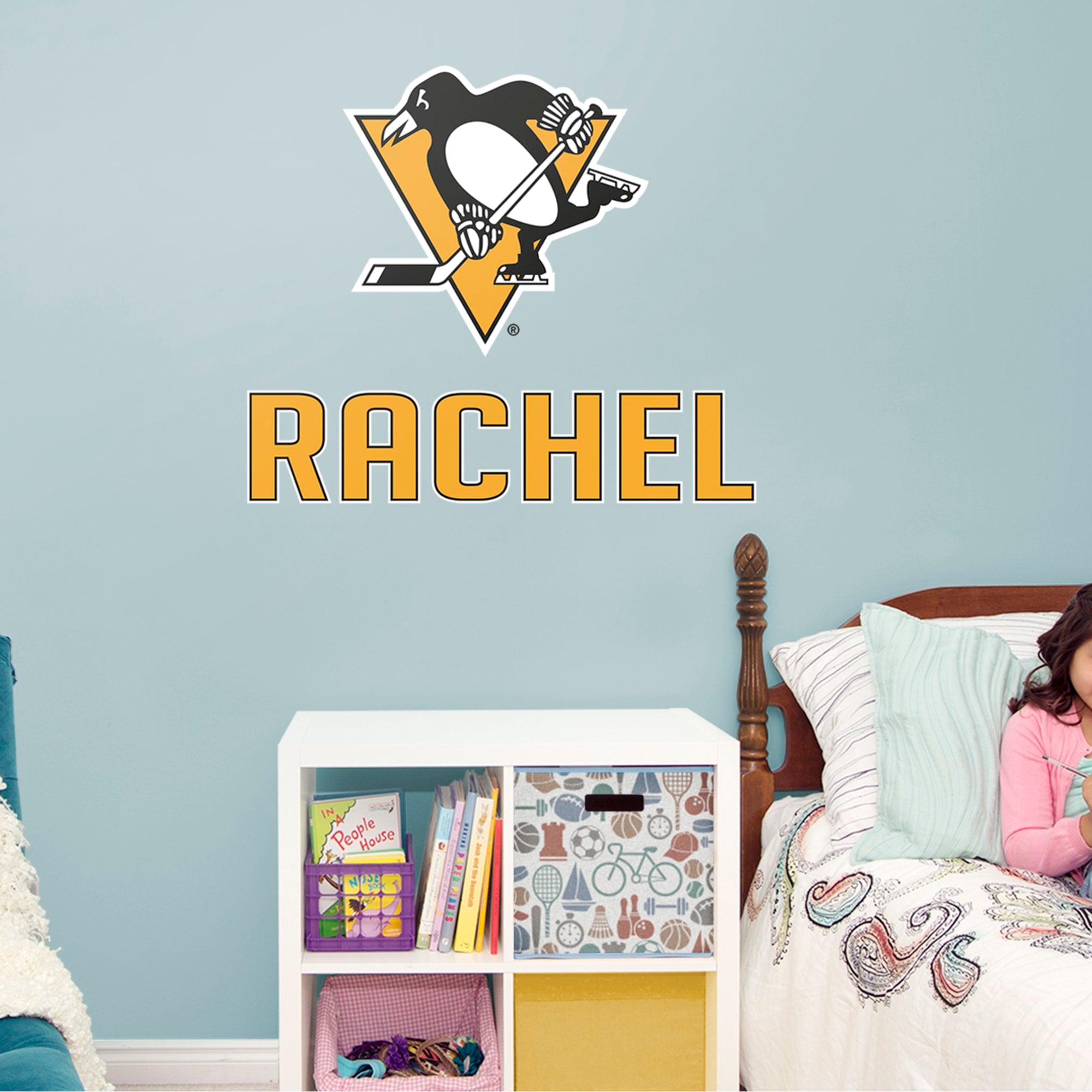 Pittsburgh Penguins: Stacked Personalized Name - Officially Licensed NHL Transfer Decal in Yellow by Fathead | Vinyl