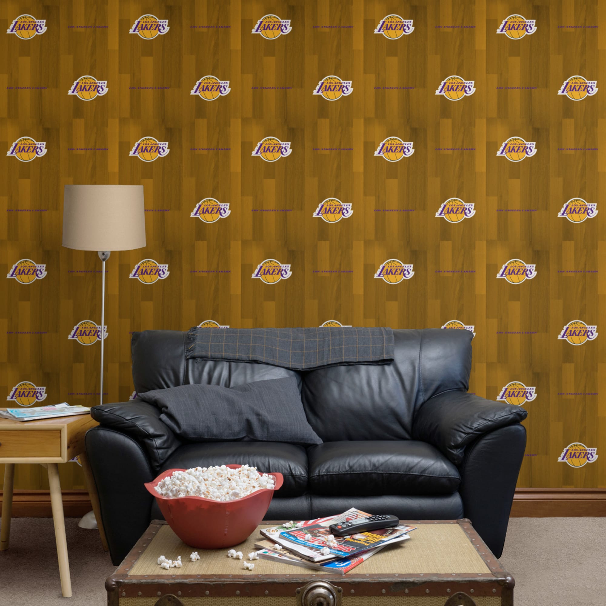 Los Angeles Lakers: Hardwood Pattern - Officially Licensed Removable Wallpaper 12" x 12" Sample by Fathead