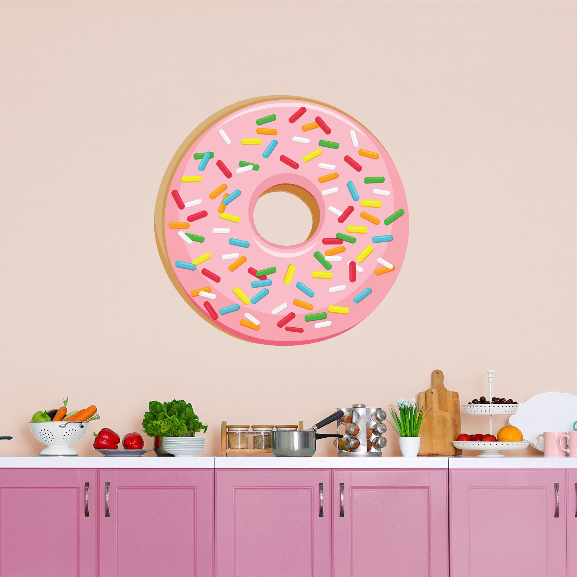 Donut: Illustrated - Removable Vinyl Decal Giant Donut + 2 Decals (37"W x 37"H) by Fathead