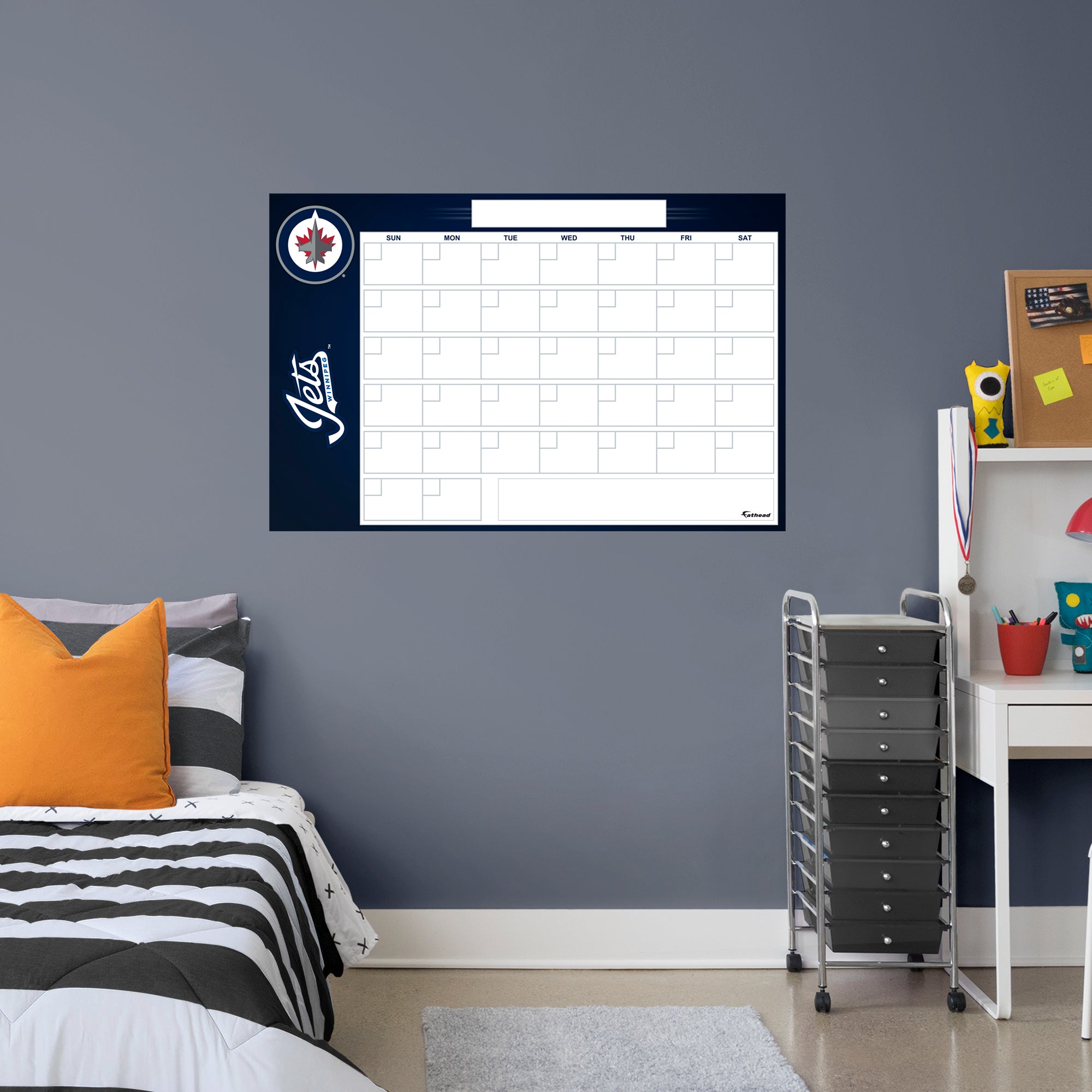 Winnipeg Jets Dry Erase Calendar - Officially Licensed NHL Removable Wall Decal Giant Decal (57"W x 34"H) by Fathead | Vinyl