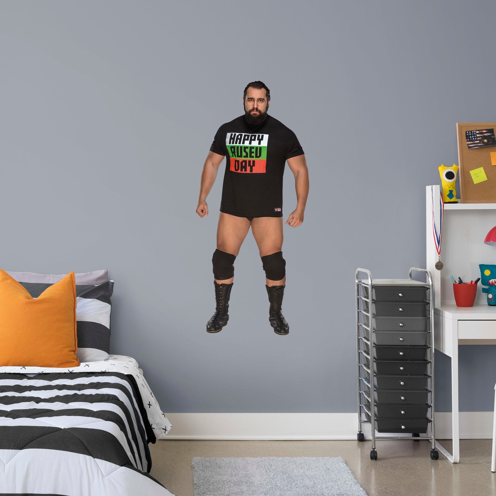 Rusev for WWE - Officially Licensed Removable Wall Decal Giant Superstar + 2 Decals (23"W x 51"H) by Fathead | Vinyl