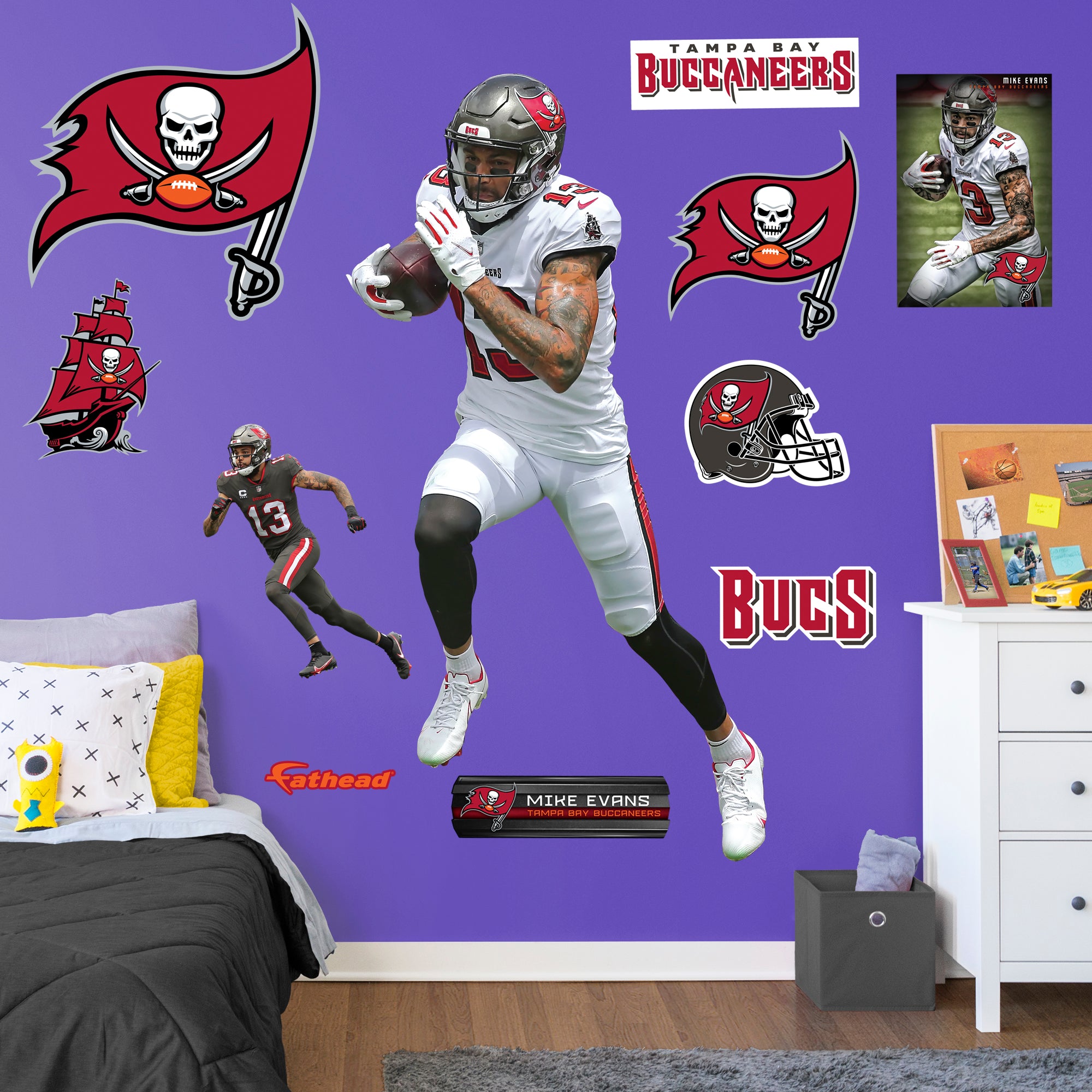 Mike Evans 2020 - Officially Licensed NFL Removable Wall Decal Life-Size Athlete + 10 Decals (41.5"W x 78"H) by Fathead | Vinyl