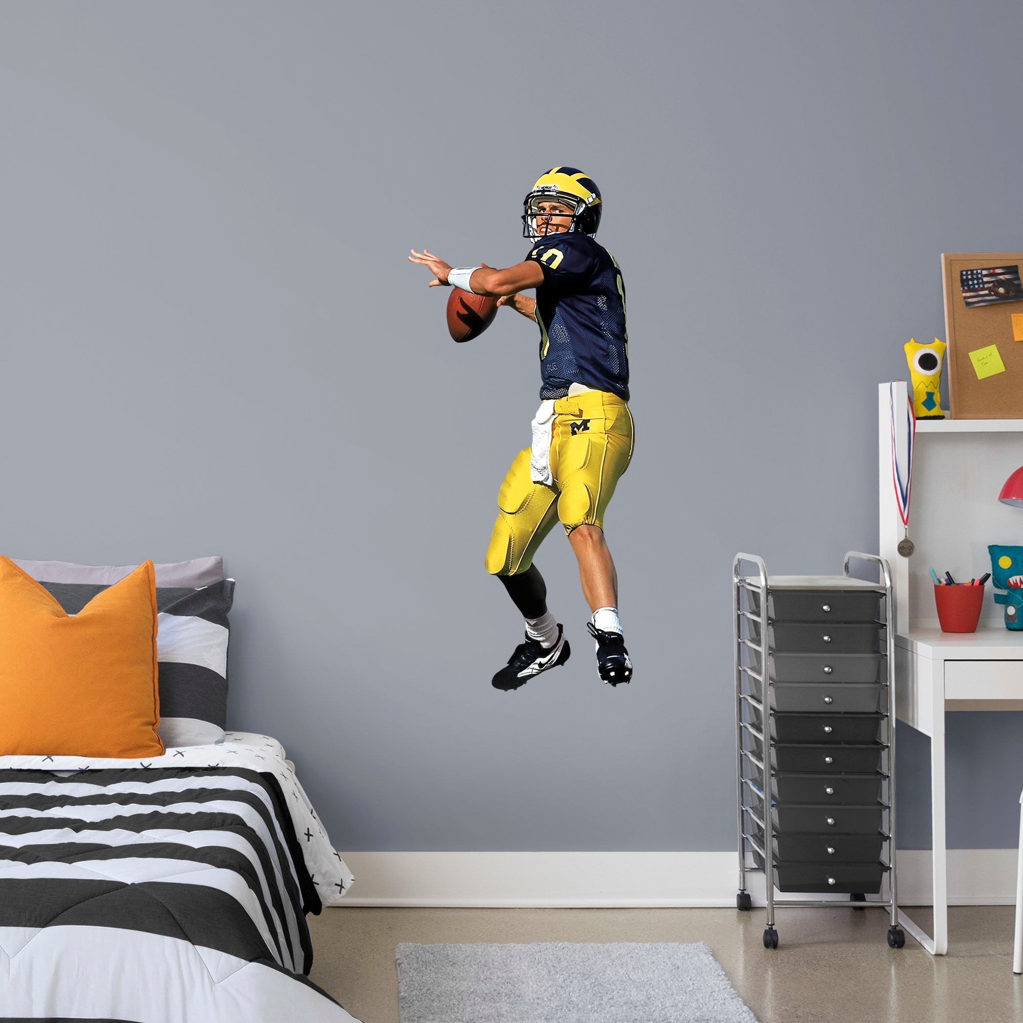 Tom Brady for Michigan Wolverines: Michigan - Officially Licensed Removable Wall Decal Giant Athlete + 2 Decals (22"W x 51"H) by