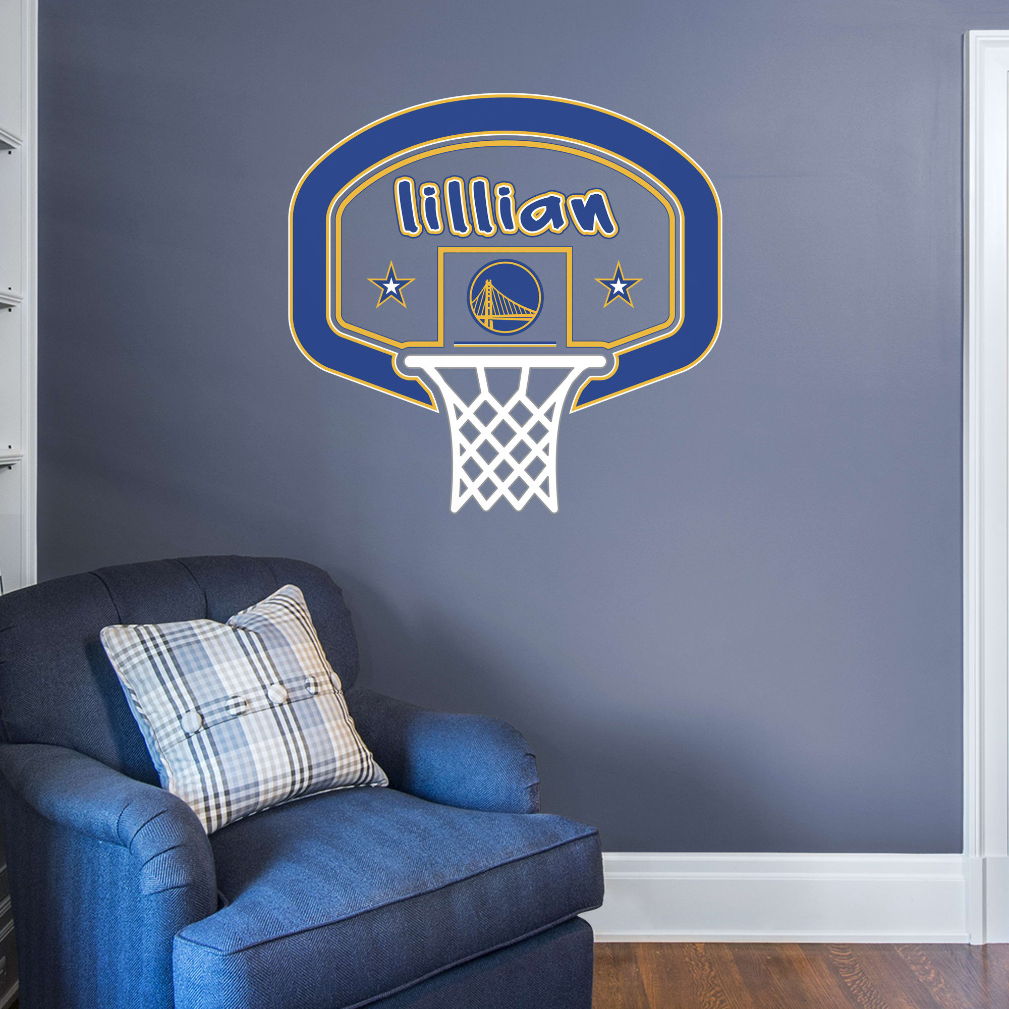 Golden State Warriors: Personalized Name - Officially Licensed NBA Transfer Decal 40.0"W x 38.0"H by Fathead | Vinyl