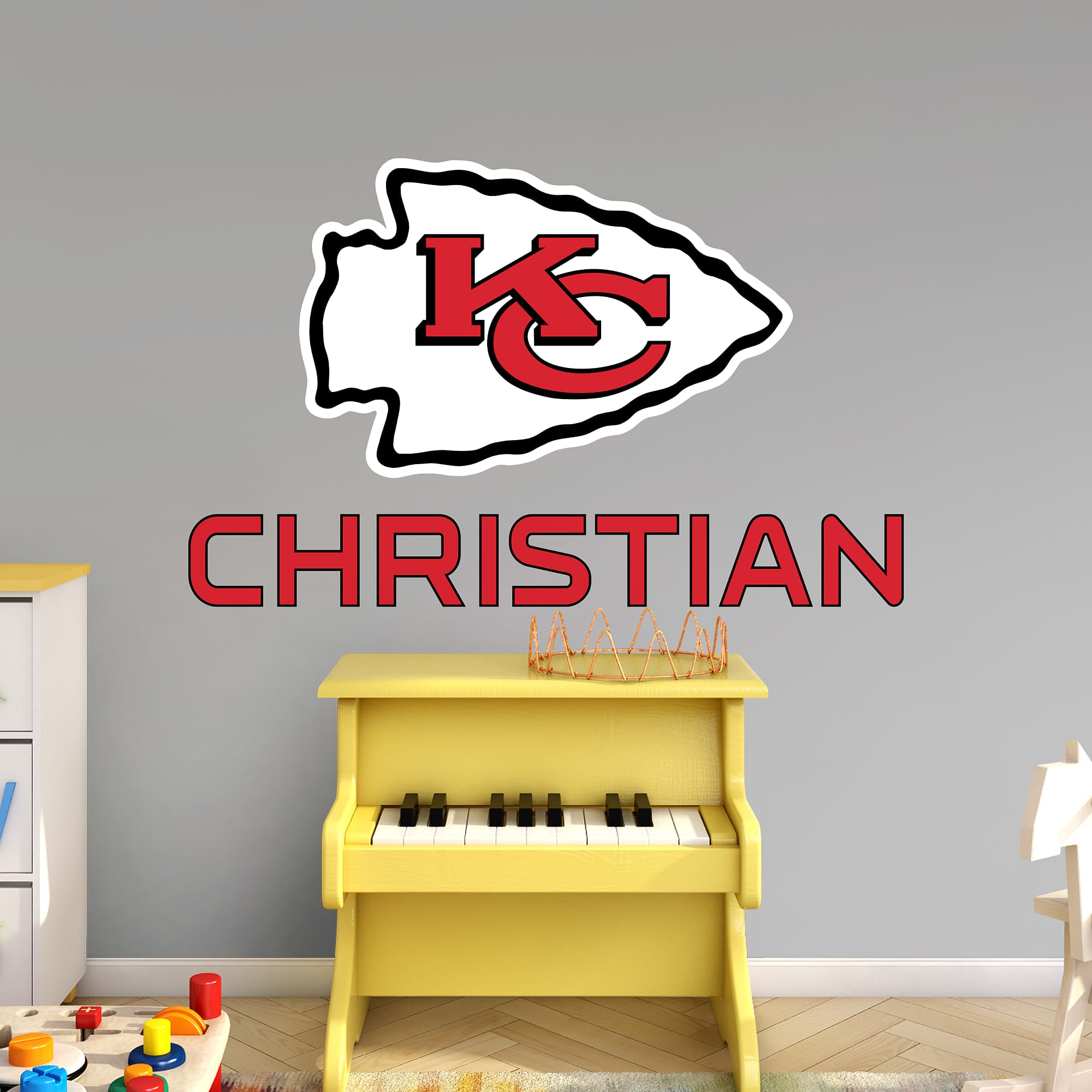 Kansas City Chiefs: Stacked Personalized Name - Officially Licensed NFL Transfer Decal in Red (52"W x 39.5"H) by Fathead | Vinyl
